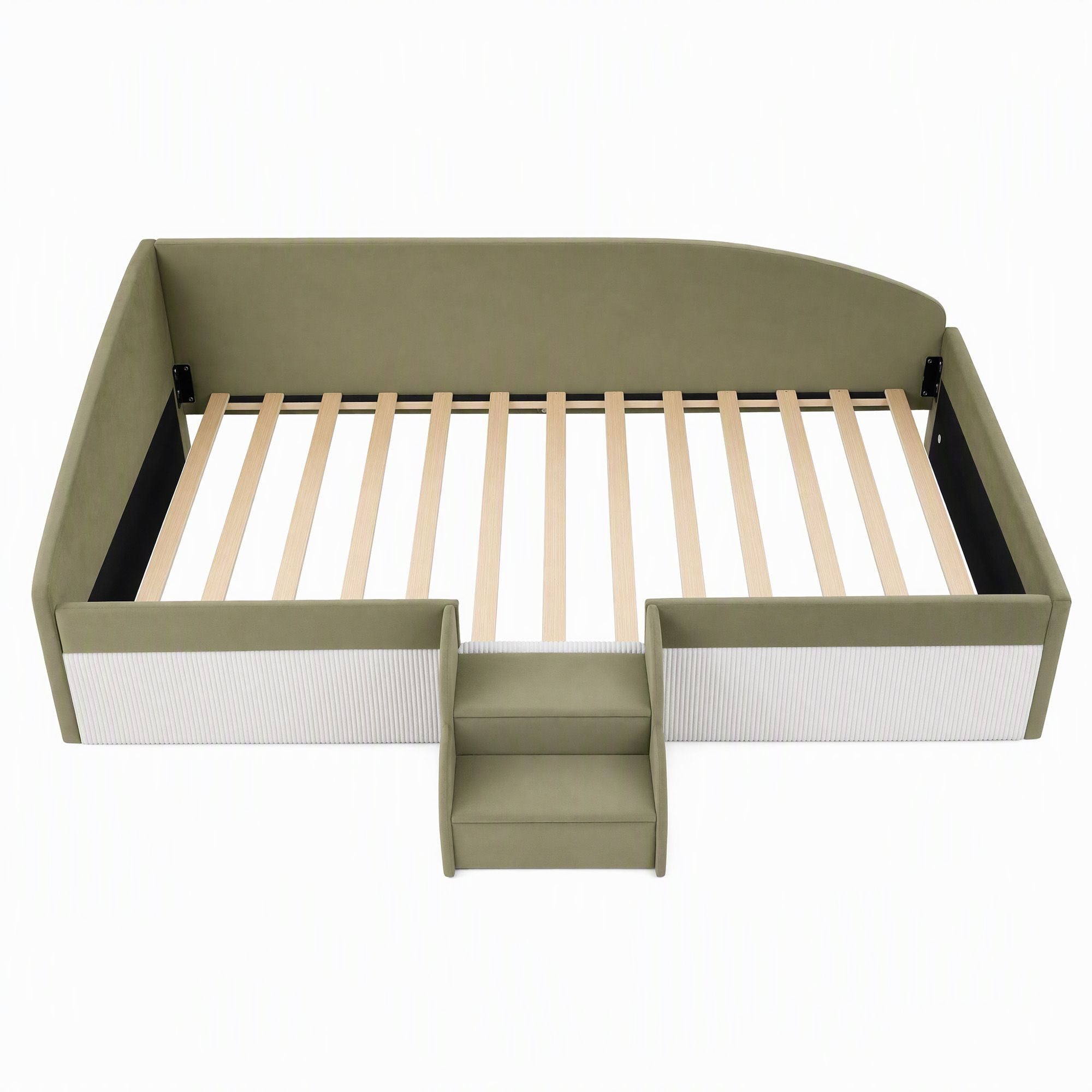 Artiss Single Upholstered Daybed, Centre Stair, Olive Green Bedworld