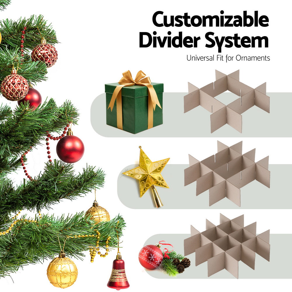 Beige ornament divider inserts with slot compartments for customizable storage