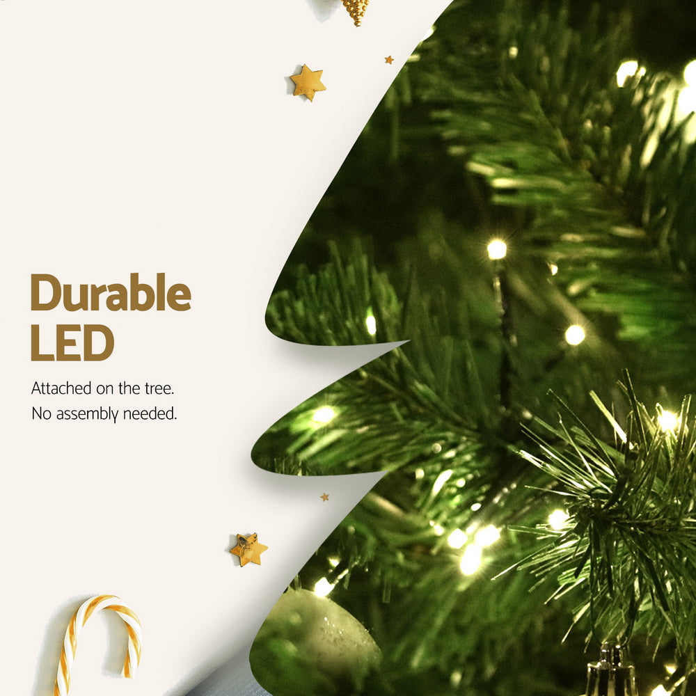 Durable LED feature graphic with close-up warm yellow lights and star accents on tree