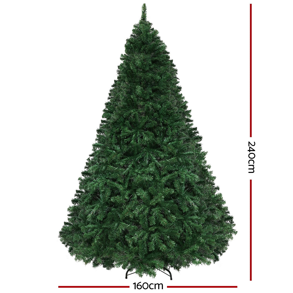 Pre-lit Christmas tree decoration, dark green, 240cm tall, 160cm wide, multi-colour lights