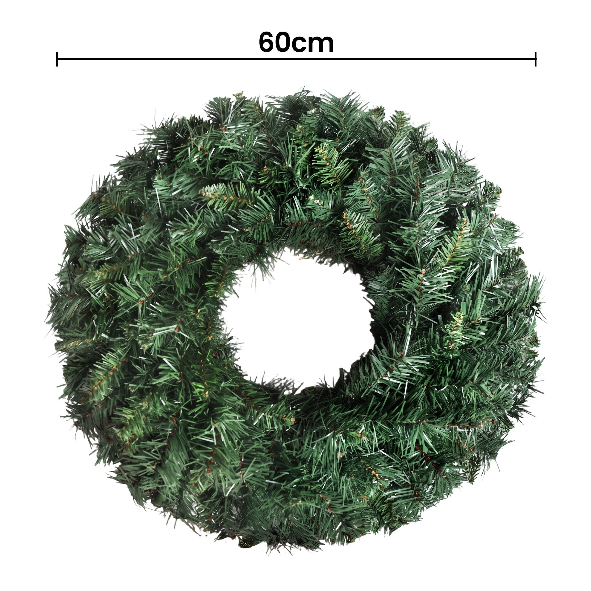 Jingle Jollys Christmas Wreath 60cm Artificial Green Garland Door Decoration 420 Tips Xmas Bush Bedworld