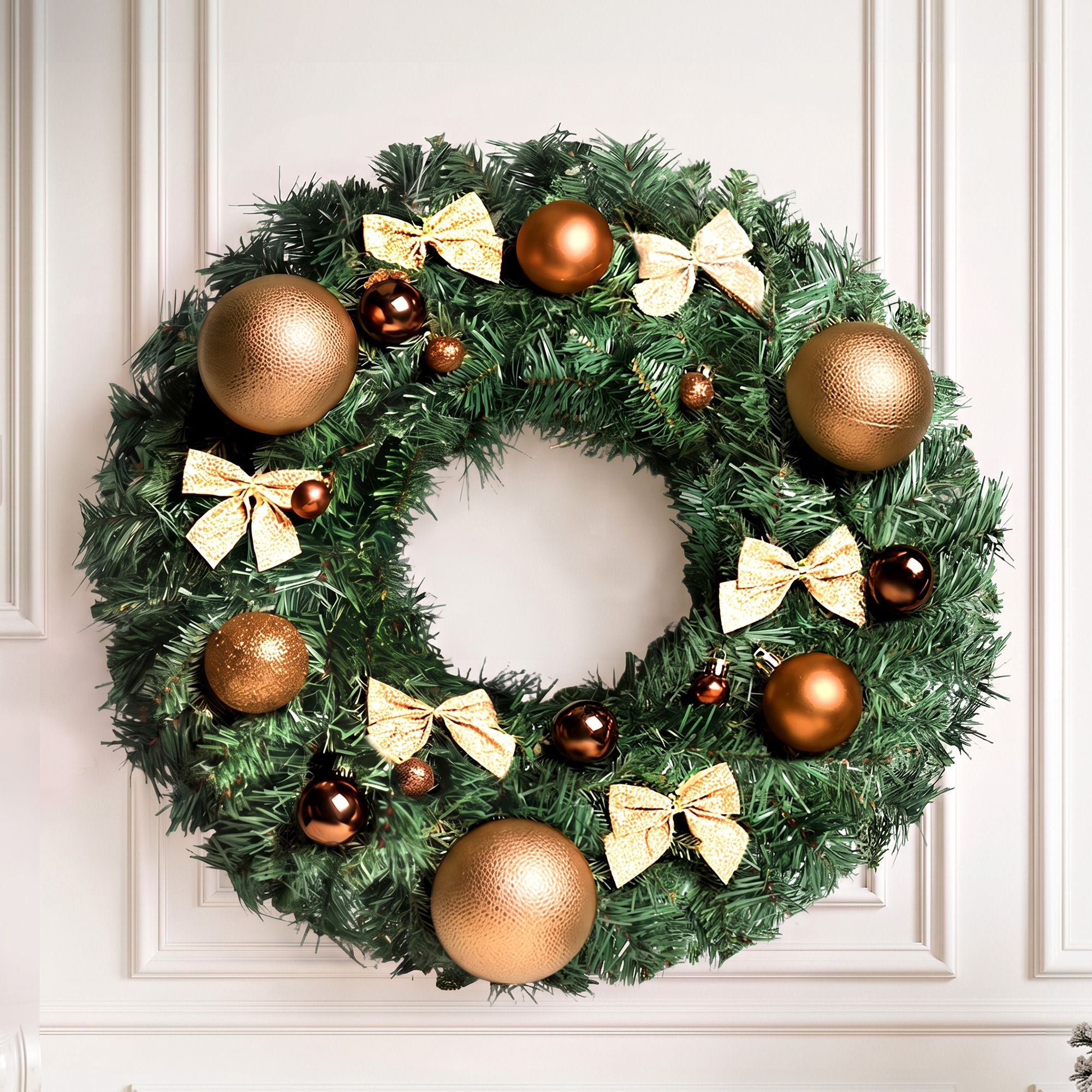 Jingle Jollys Christmas Wreath 60cm Artificial Green Garland Door Decoration 420 Tips Xmas Bush Bedworld