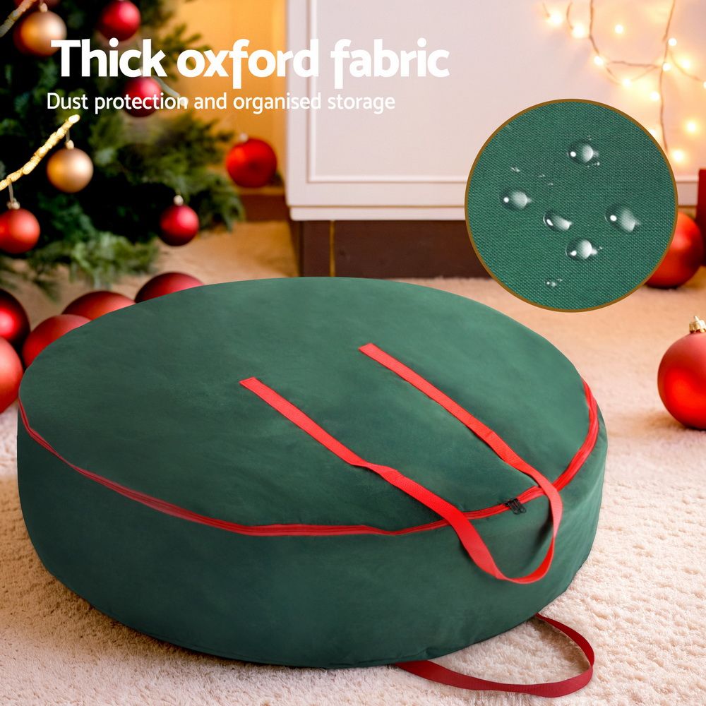 Jingle Jollys Christmas Garland Wreath Storage Bag Baubles Ornaments Container Bedworld