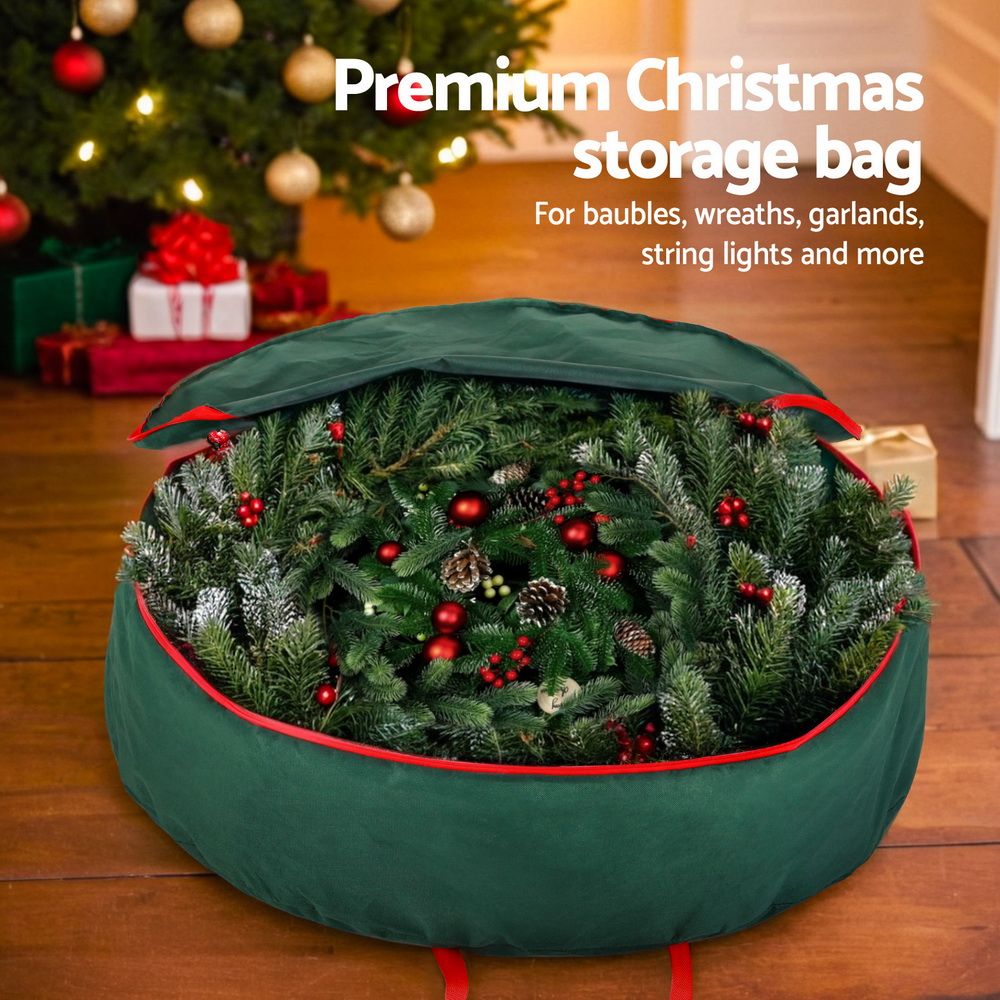 Jingle Jollys Christmas Garland Wreath Storage Bag Baubles Ornaments Container Bedworld
