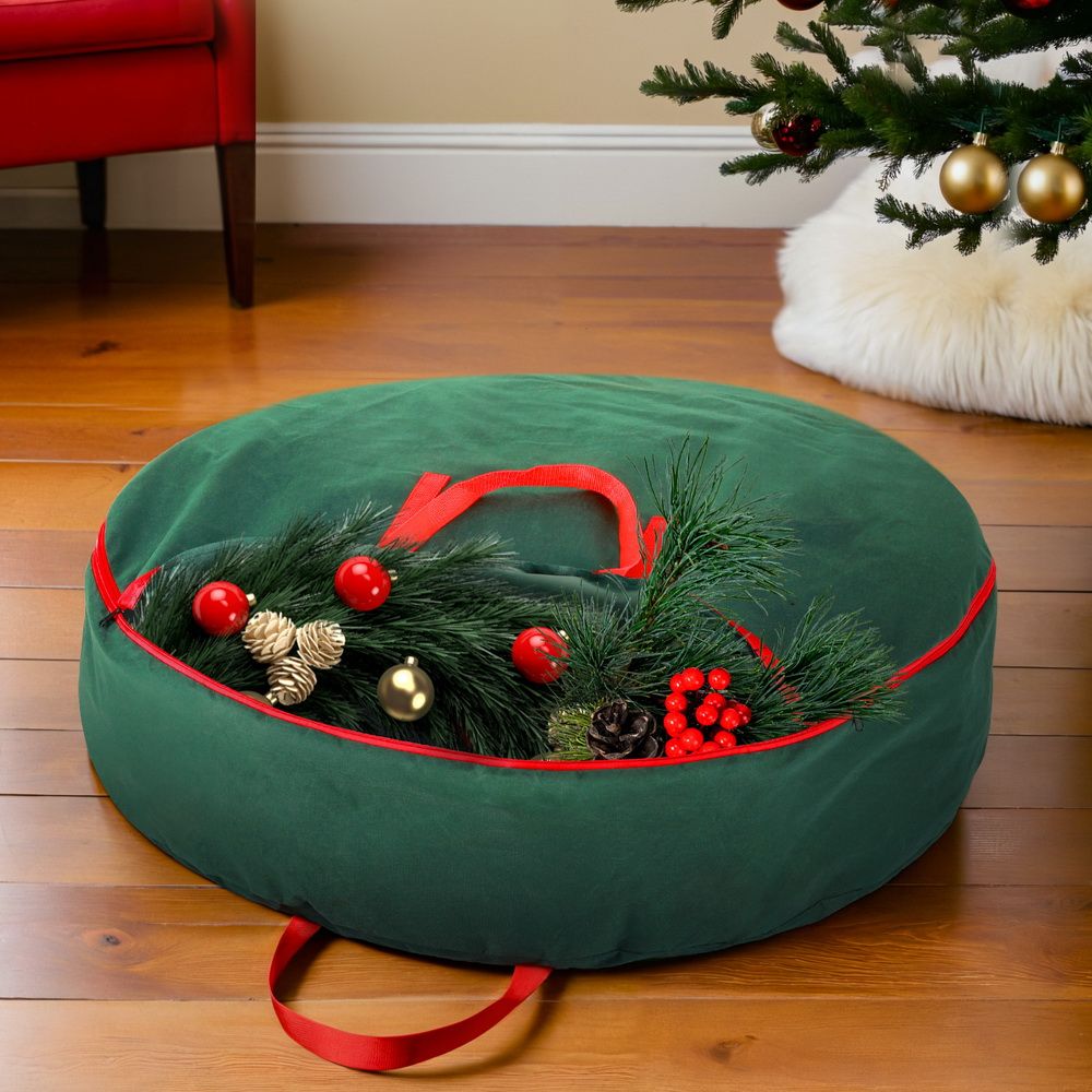 Jingle Jollys Christmas Garland Wreath Storage Bag Baubles Ornaments Container Bedworld