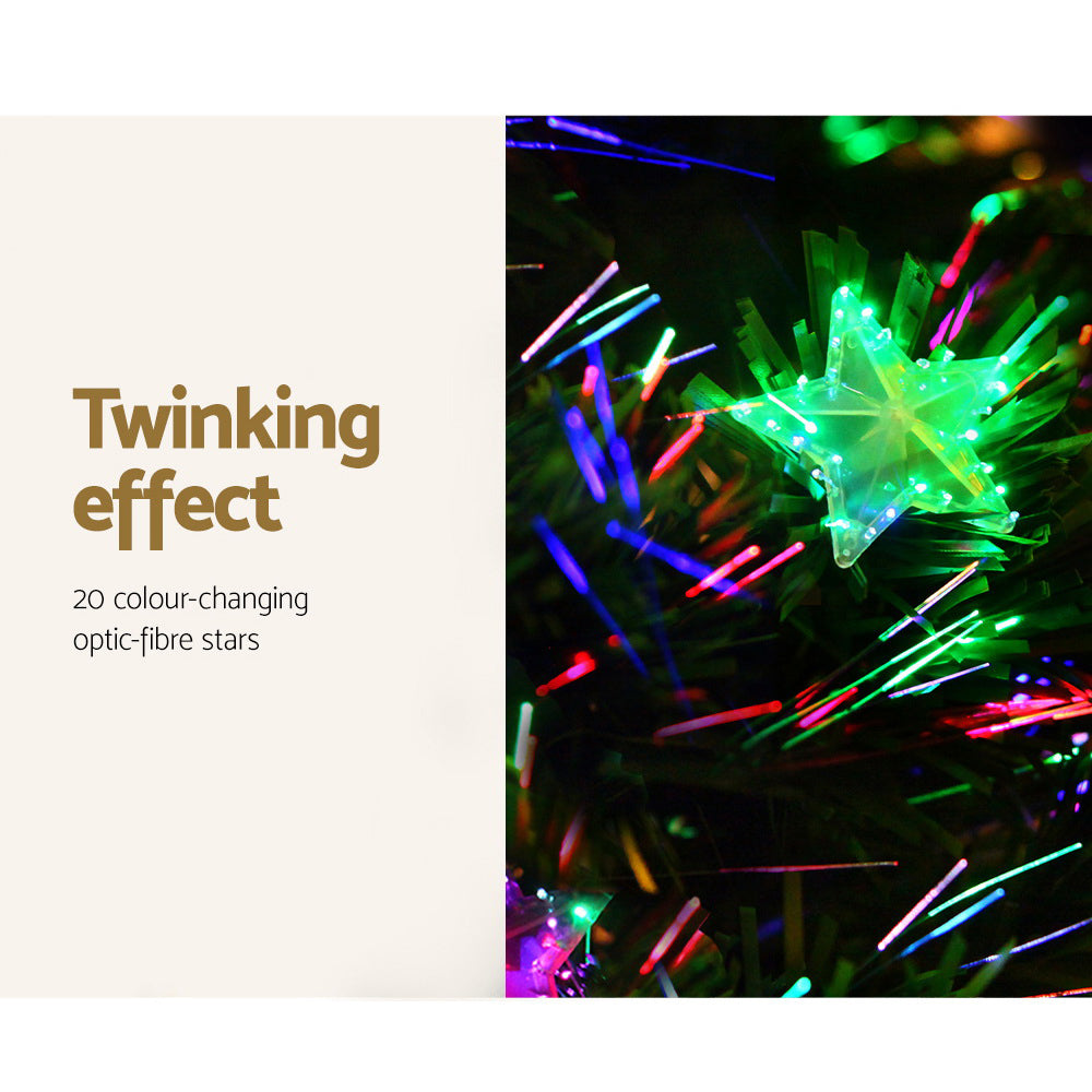 Twinkling optic fibre star LED lights with color-changing multi-color glow