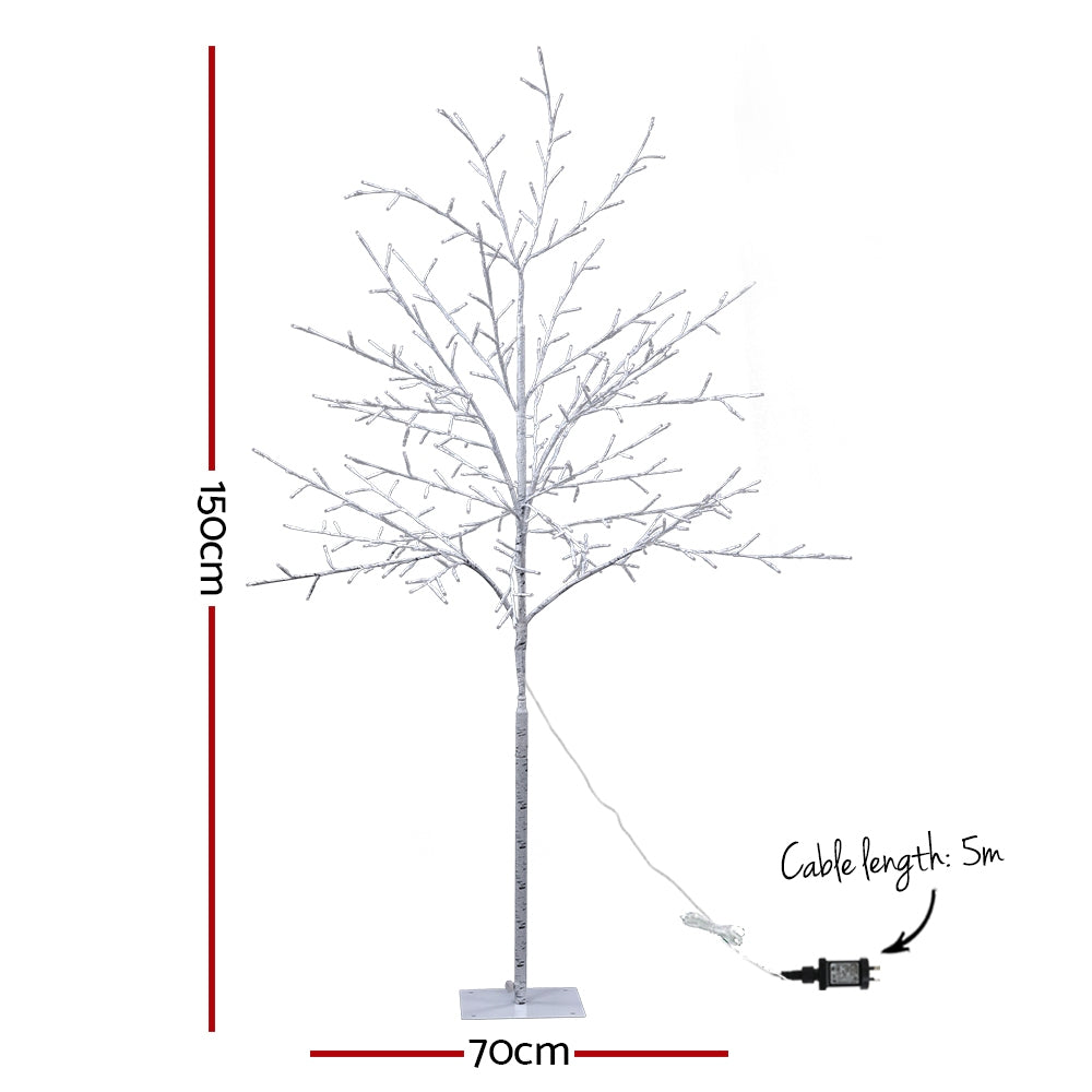 White LED light Christmas tree with base stand; 150cm height, 5m cable