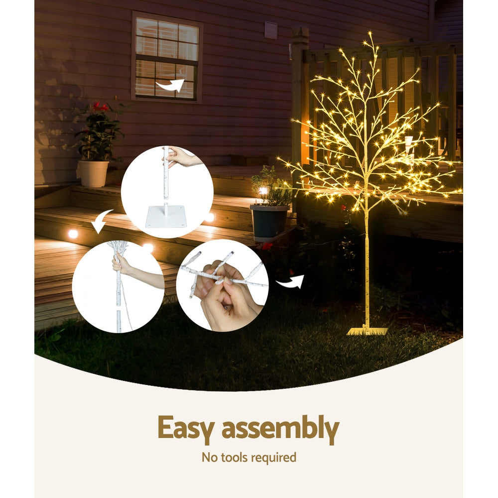Warm white LED Christmas tree with base stand; easy assembly diagram circles