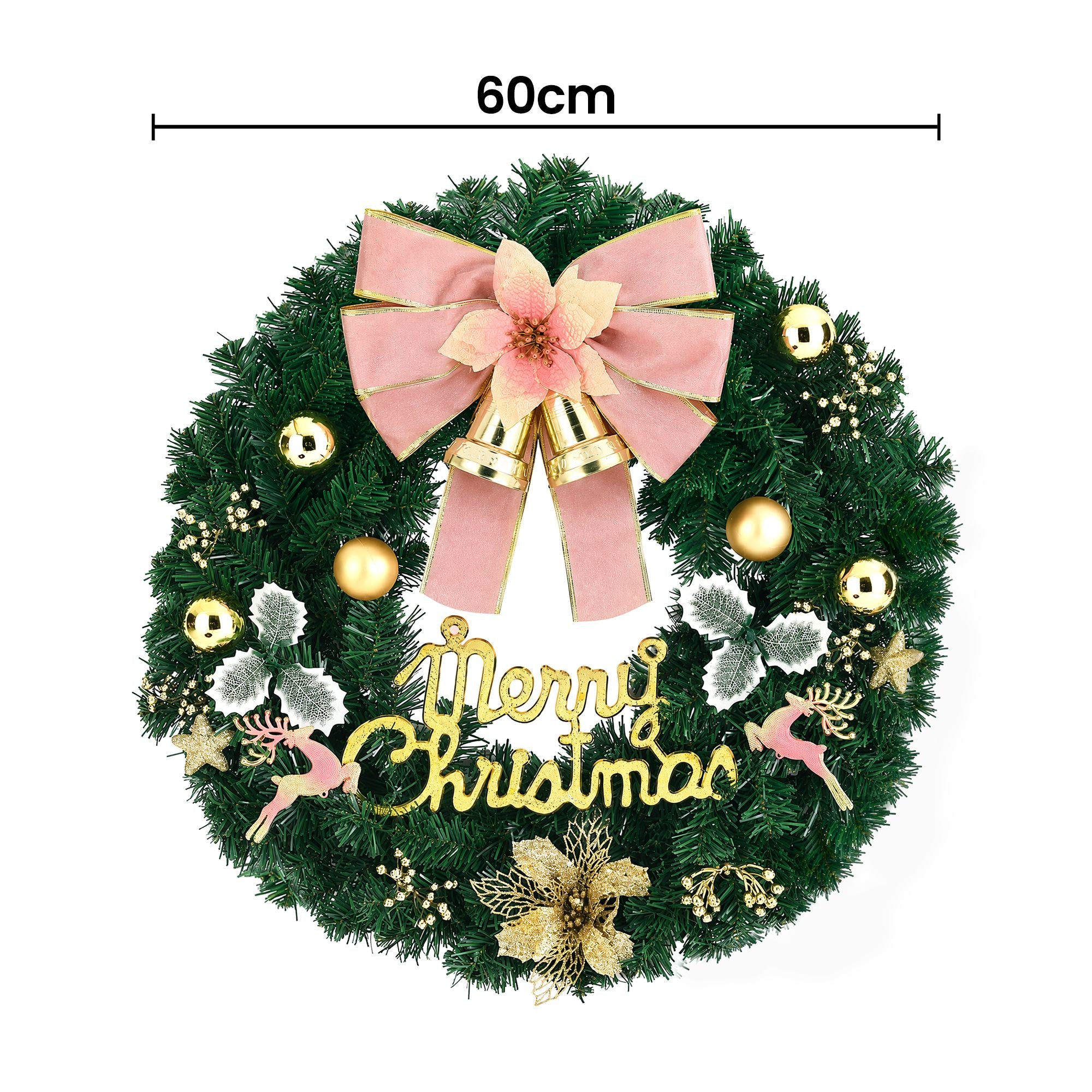 Jingle Jollys Christmas Wreath 60CM Garland Flowers Baubles Party Decorations Bedworld