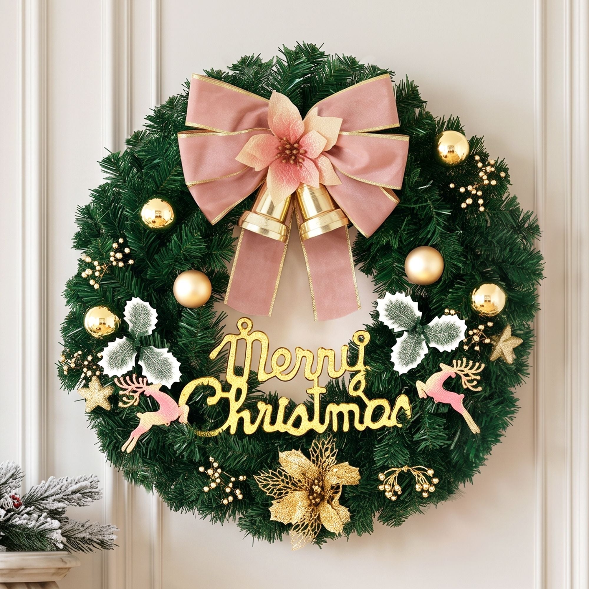 Jingle Jollys Christmas Wreath 60CM Garland Flowers Baubles Party Decorations Bedworld