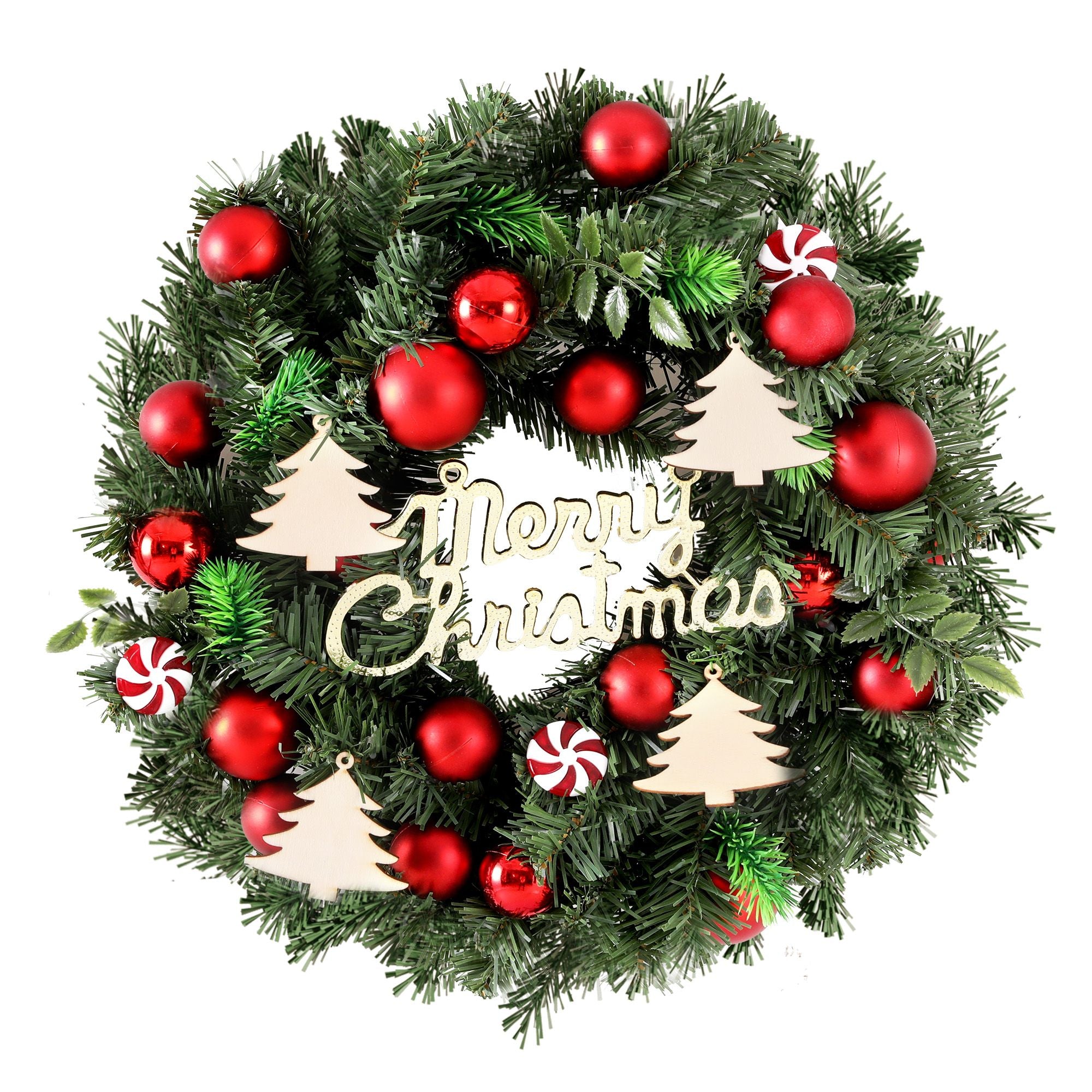 Jingle Jollys Christmas Wreath 40CM Xmas Garland Baubles Ornaments Party Decor Bedworld