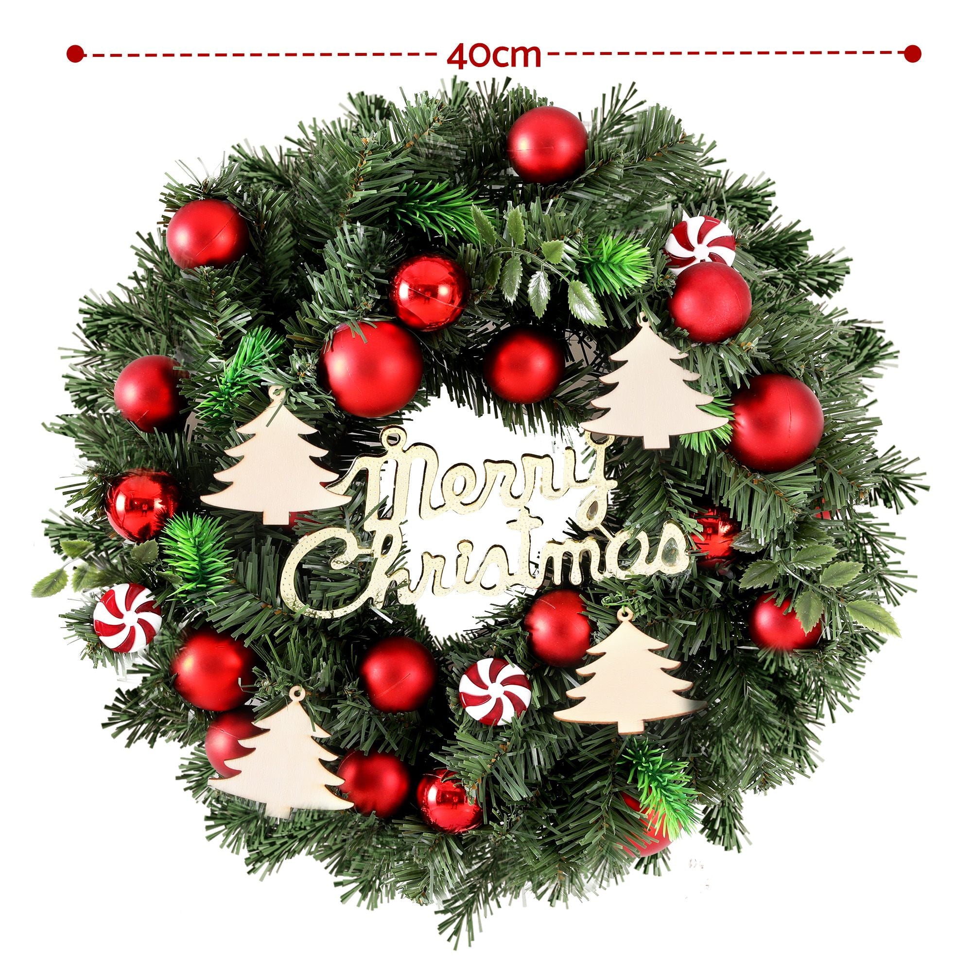 Jingle Jollys Christmas Wreath 40CM Xmas Garland Baubles Ornaments Party Decor Bedworld
