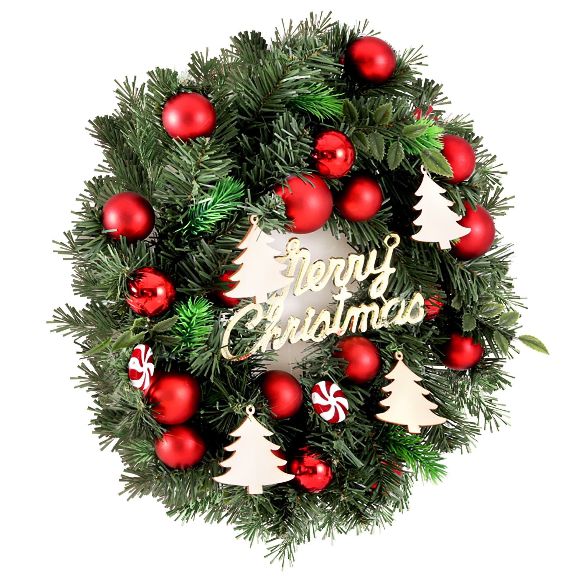 Jingle Jollys Christmas Wreath 40CM Xmas Garland Baubles Ornaments Party Decor Bedworld