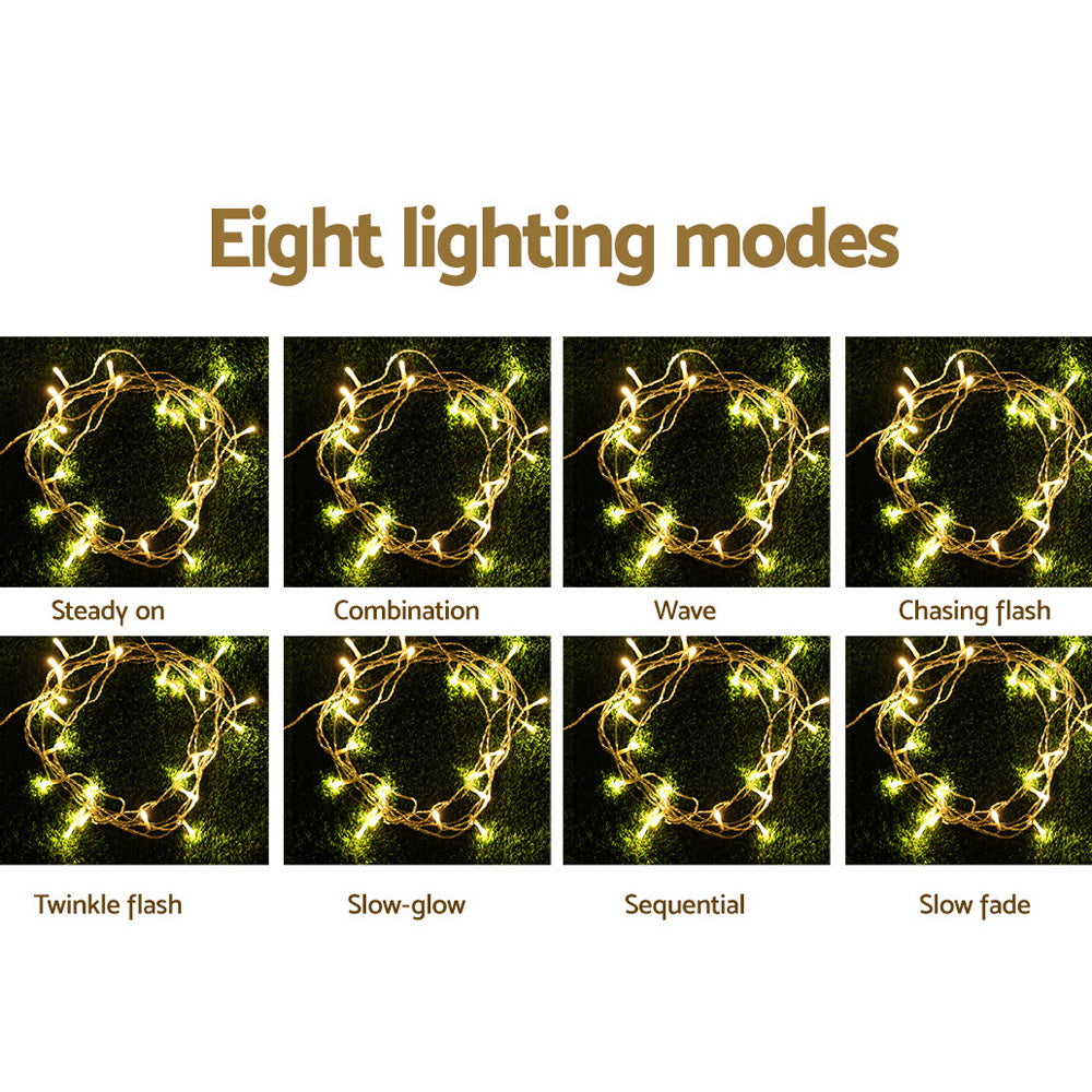 LED curtain lights showing multiple warm glow pattern effects
