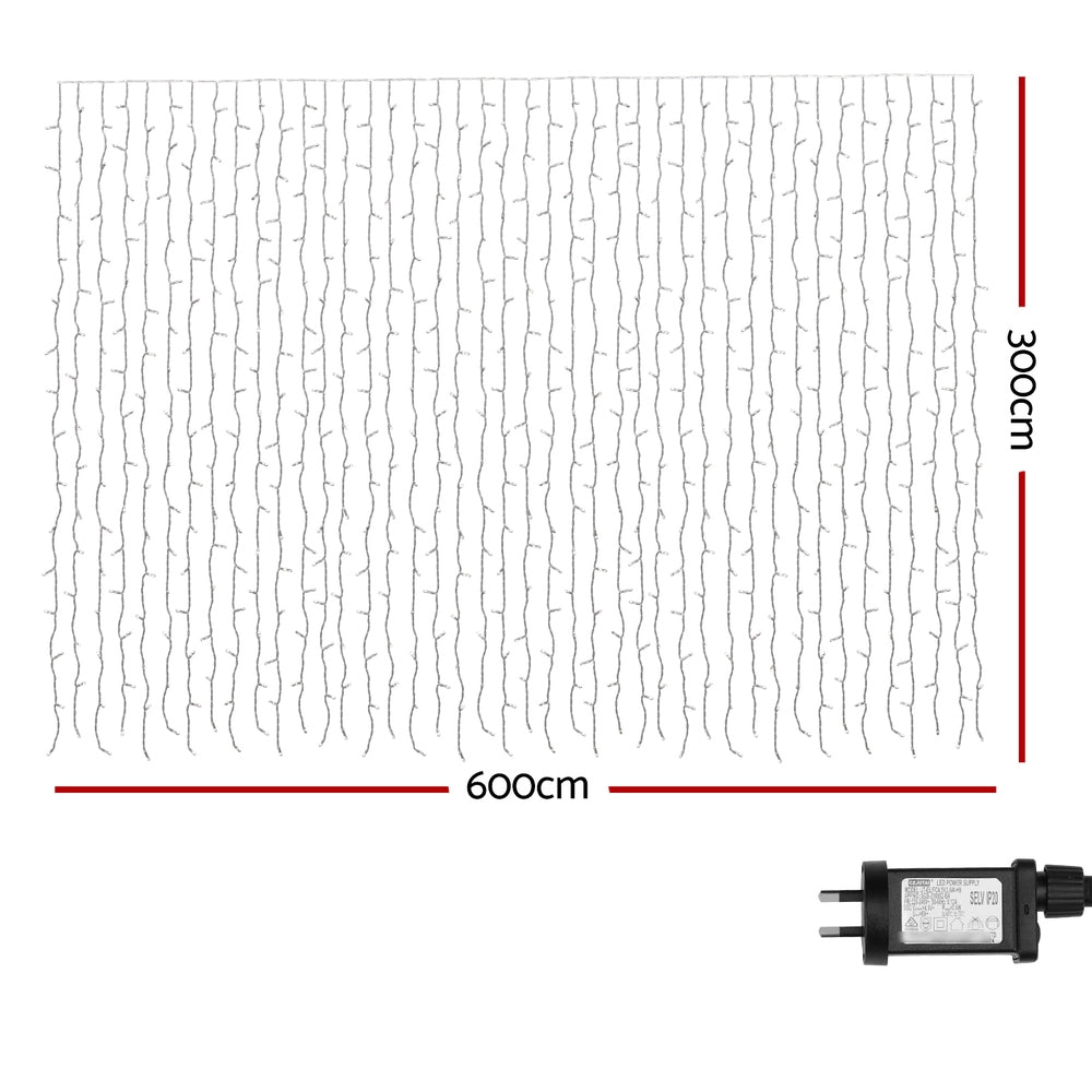 RGB LED curtain lights 6m x 3m with plug-in power controller