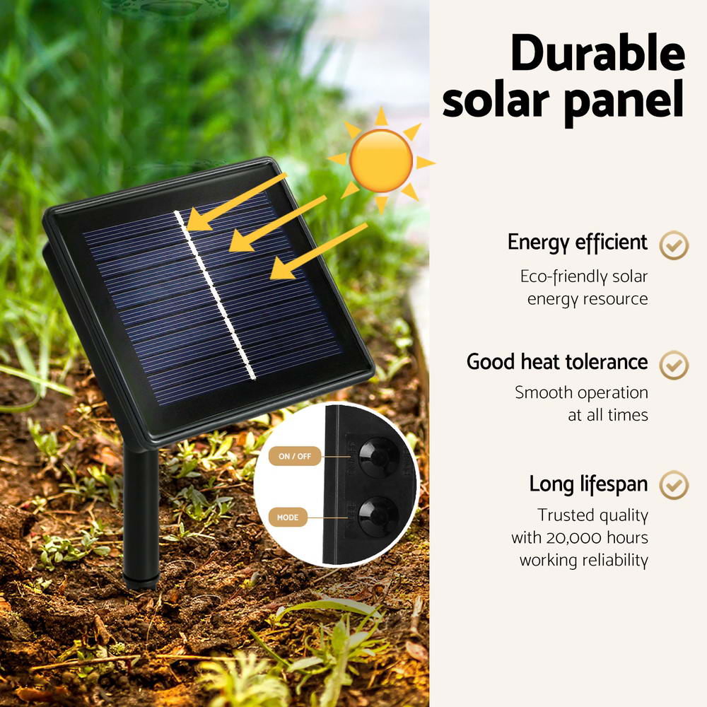 Solar panel for outdoor Christmas tree net lights with durable black panel and stake