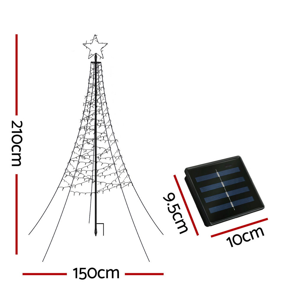Solar net light Christmas tree with star topper and included solar panel