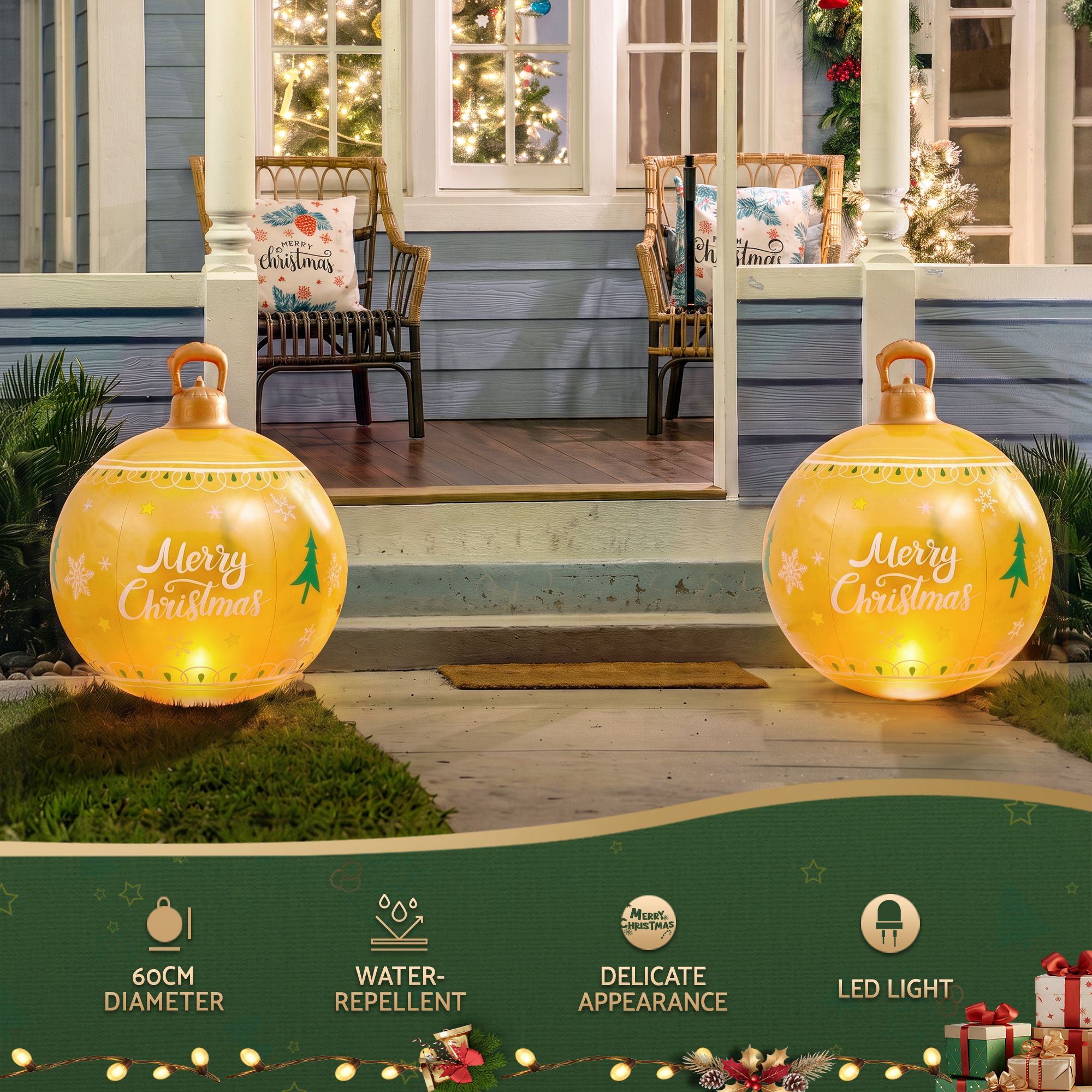 Jingle Jollys Christmas Inflatable Ball 60cm Led Illuminated Xmas Decoration Bedworld