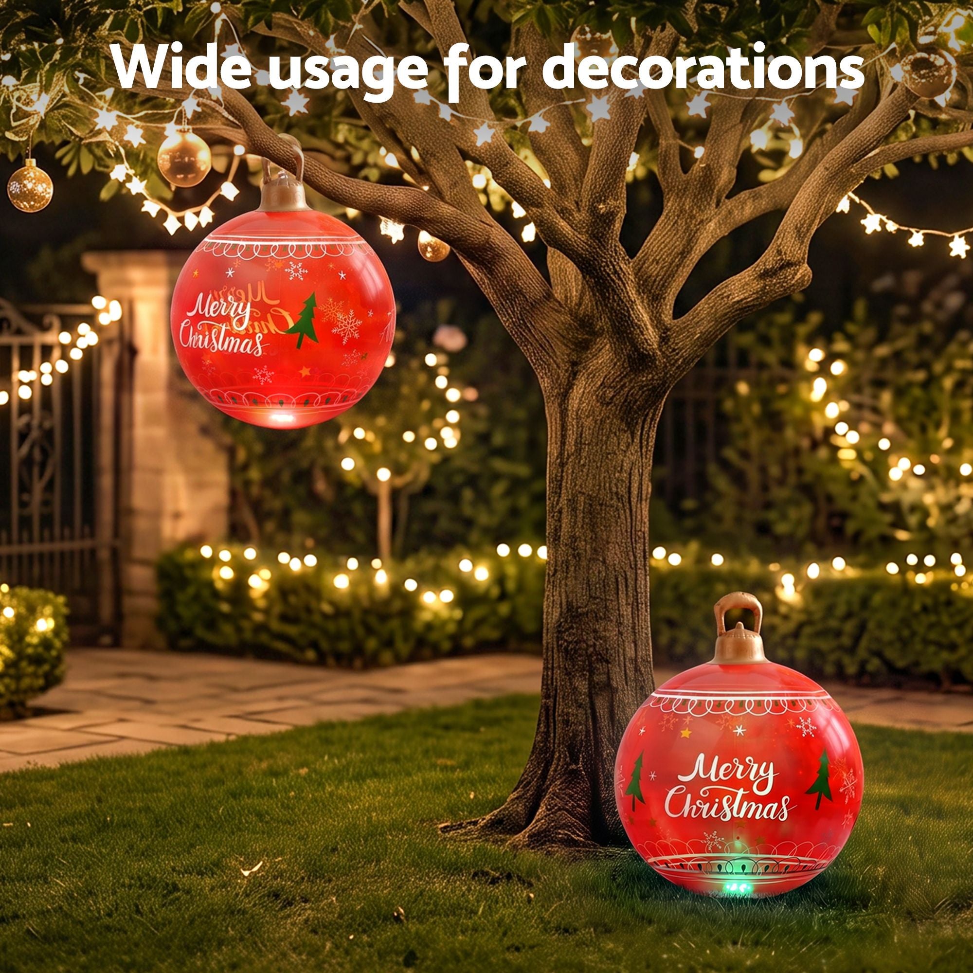 Jingle Jollys Christmas Inflatable Ball 60cm Led Illuminated Xmas Decoration Red Bedworld