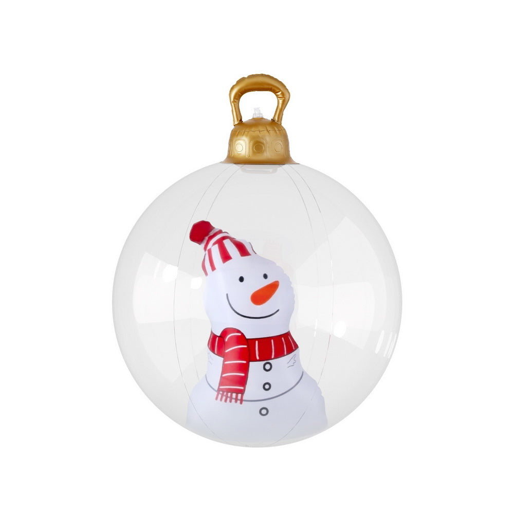 60cm snowman inflatable Christmas ball decoration with red scarf and smiling face