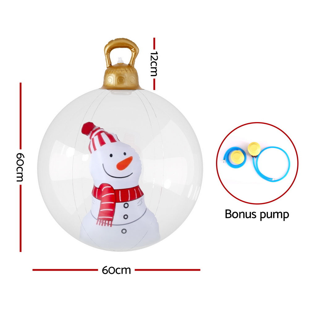 60cm snowman inflatable Christmas ball with red scarf and included bonus pump