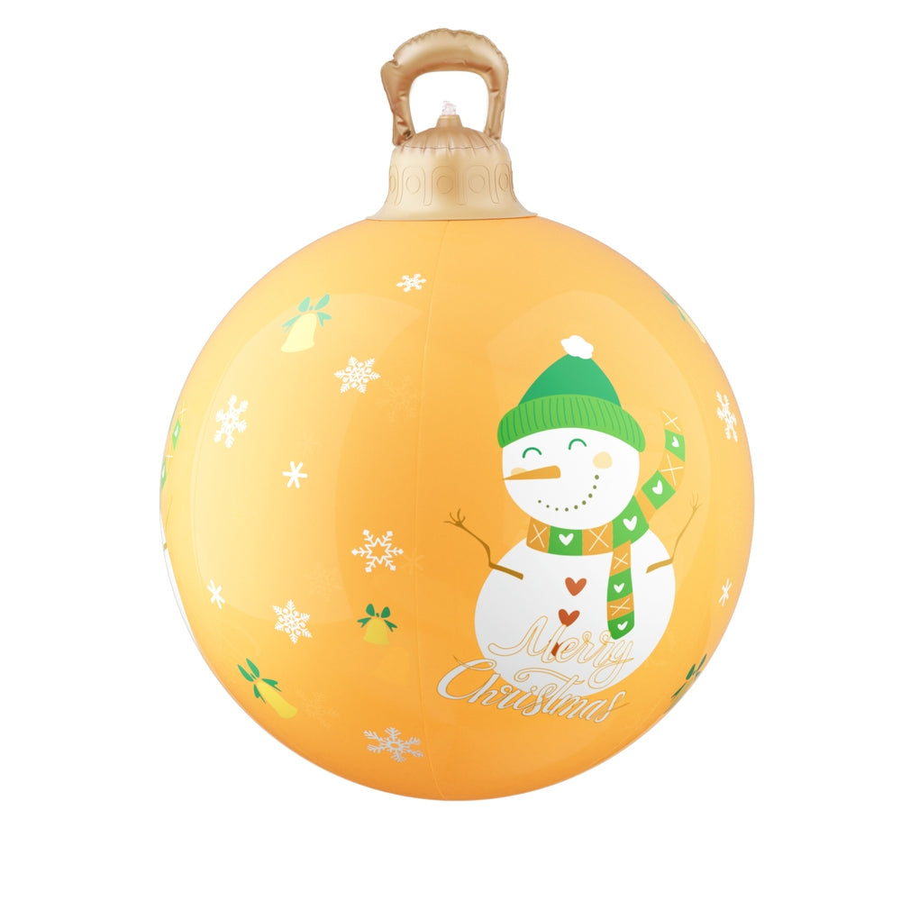 Inflatable Christmas snowman ball decoration, yellow with green hat and scarf