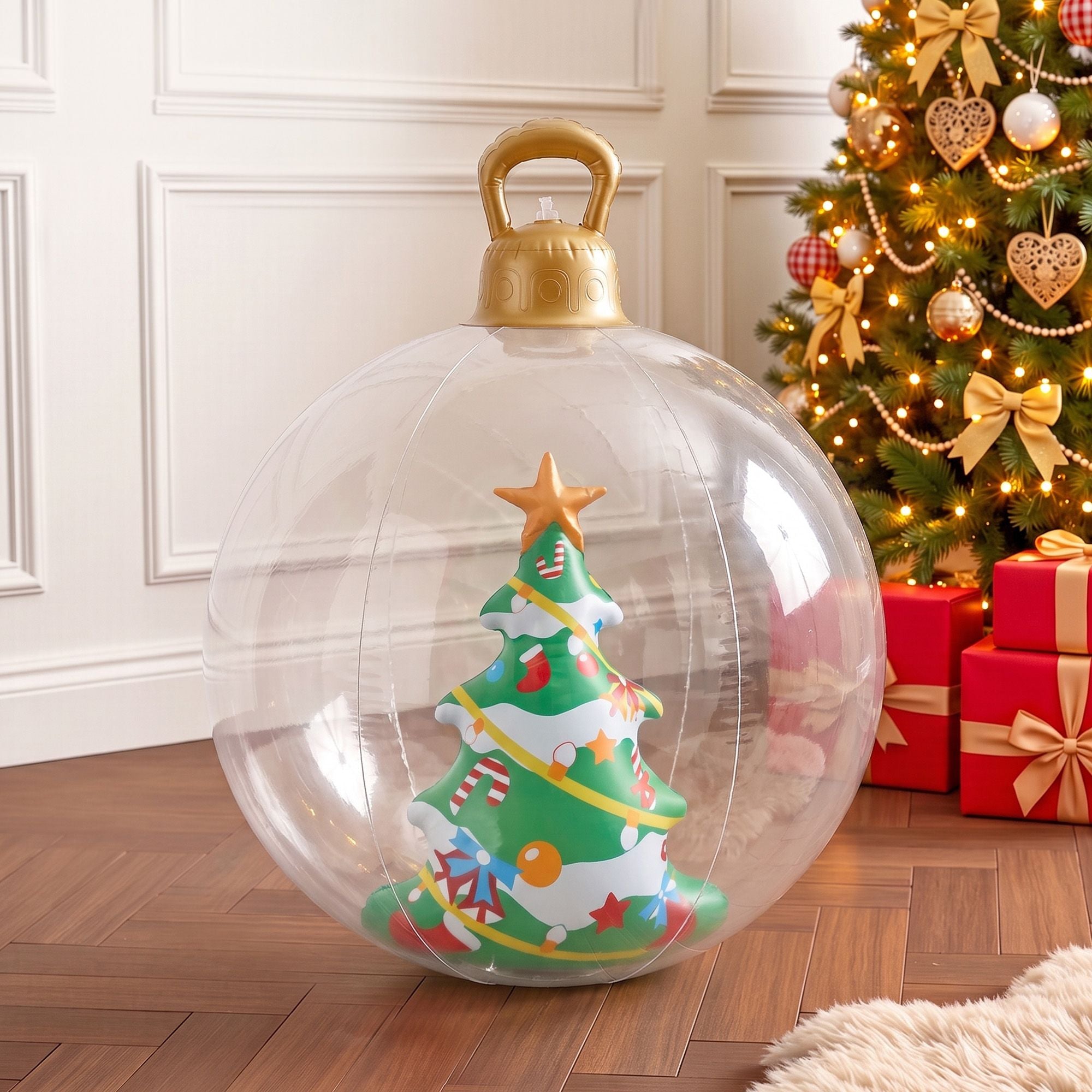 Jingle Jollys Christmas Inflatable Ball 60cm Tree Decoration Giant Bauble Clear Bedworld