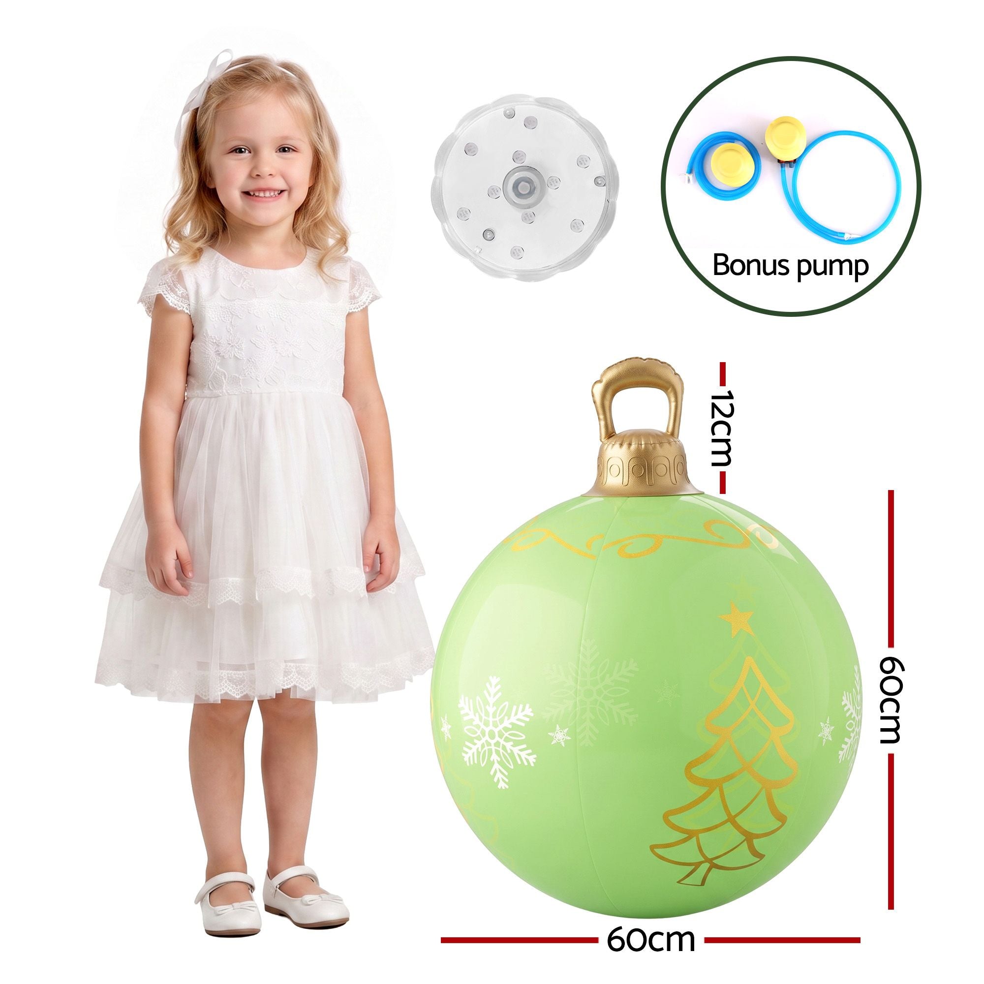 Jingle Jollys Christmas Inflatable Ball 60cm Led Illuminated Xmas Decoration Bedworld