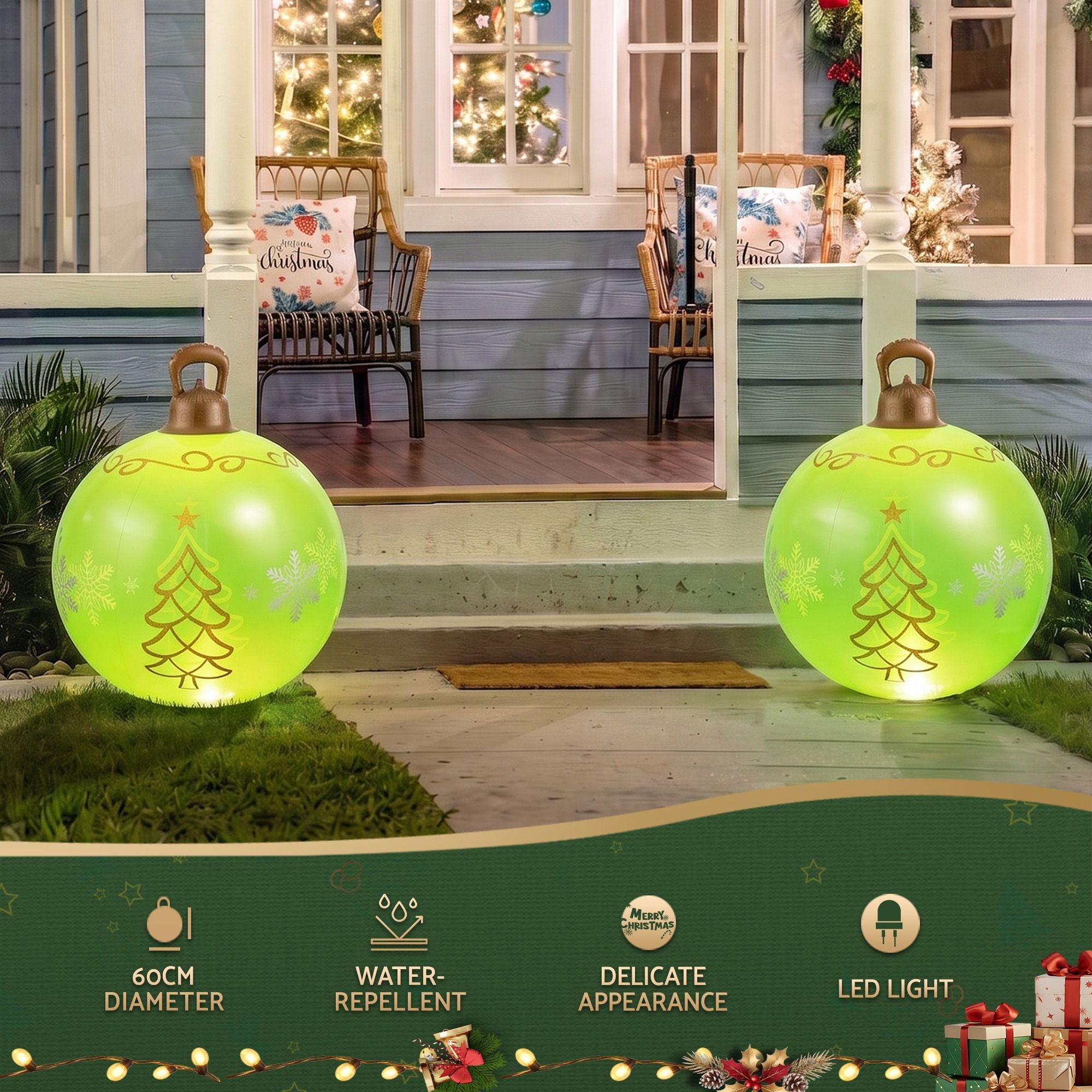 Jingle Jollys Christmas Inflatable Ball 60cm Led Illuminated Xmas Decoration Bedworld