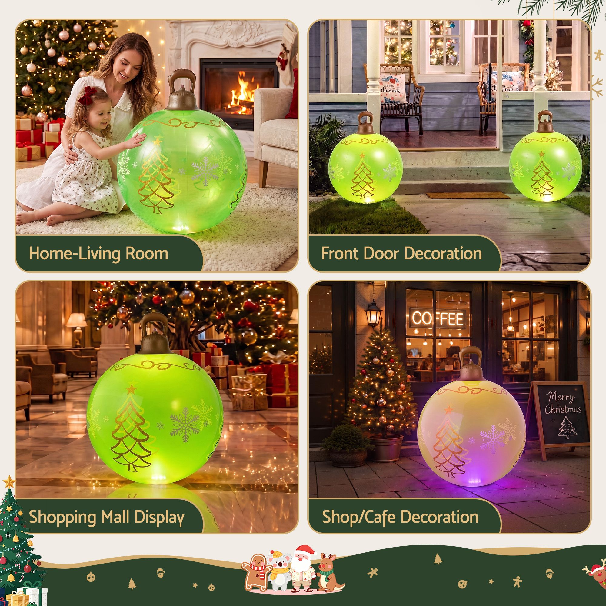 Jingle Jollys Christmas Inflatable Ball 60cm Led Illuminated Xmas Decoration Bedworld