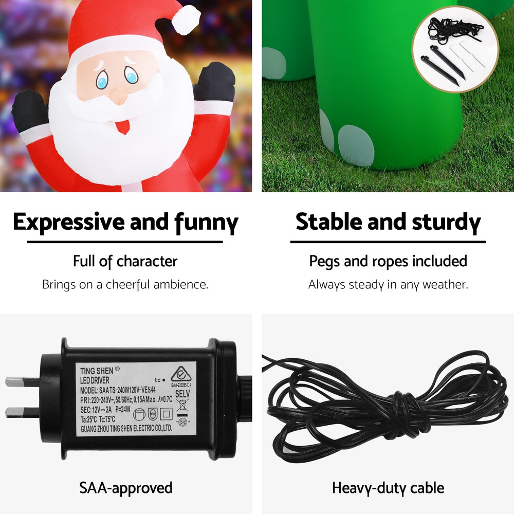 Inflatable Santa dinosaur set accessories: pegs and heavy-duty power cable