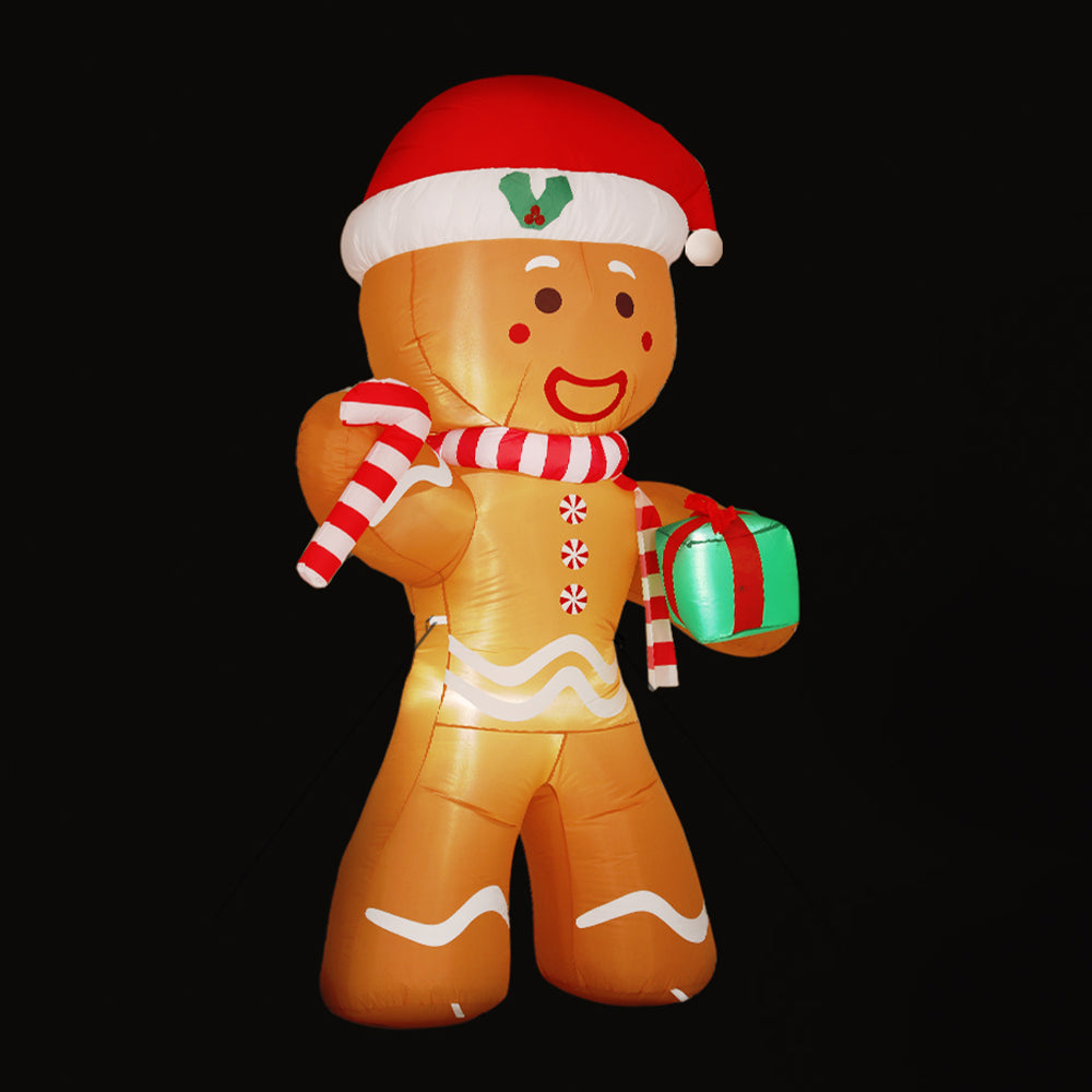 Jingle Jollys Christmas Inflatable Gingerbread Man 2.4M Illuminated Decorations Bedworld