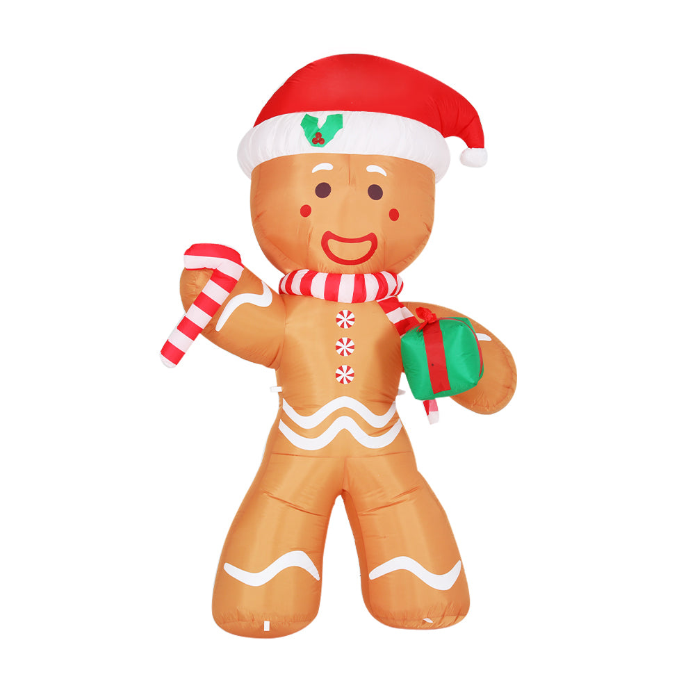 Jingle Jollys Christmas Inflatable Gingerbread Man 2.4M Illuminated Decorations Bedworld