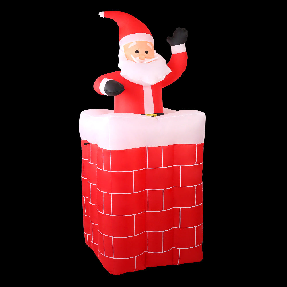 Inflatable Santa pop-up decoration, red-and-white suit with glowing face and hands