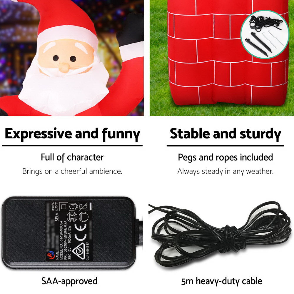 Inflatable Santa base with included power adapter and black power cable