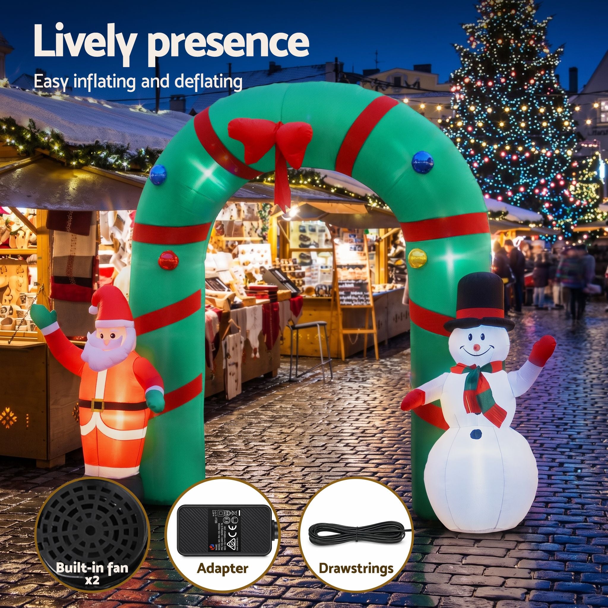 Jingle Jollys Christmas Inflatable Archwary 2.8M Illuminated Decorations Bedworld