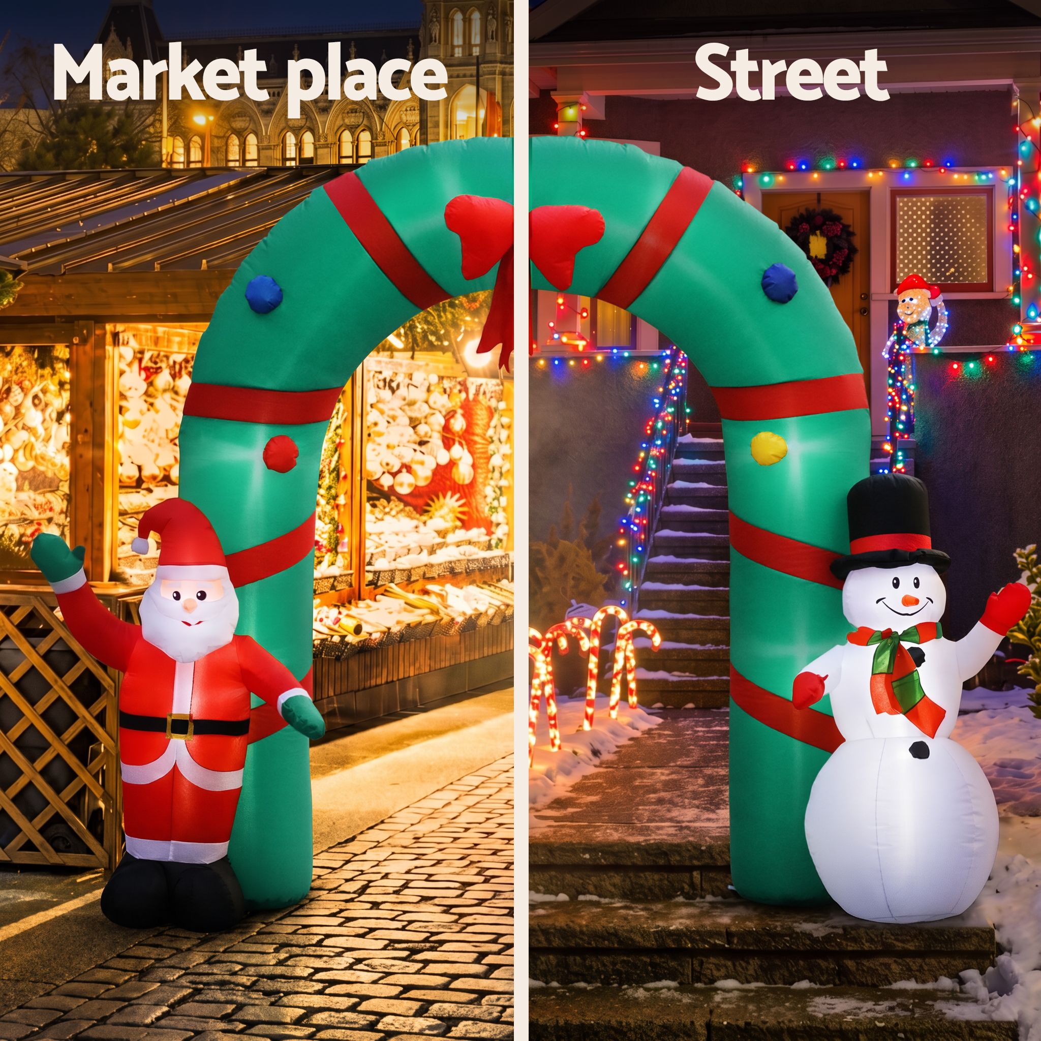Jingle Jollys Christmas Inflatable Archwary 2.8M Illuminated Decorations Bedworld