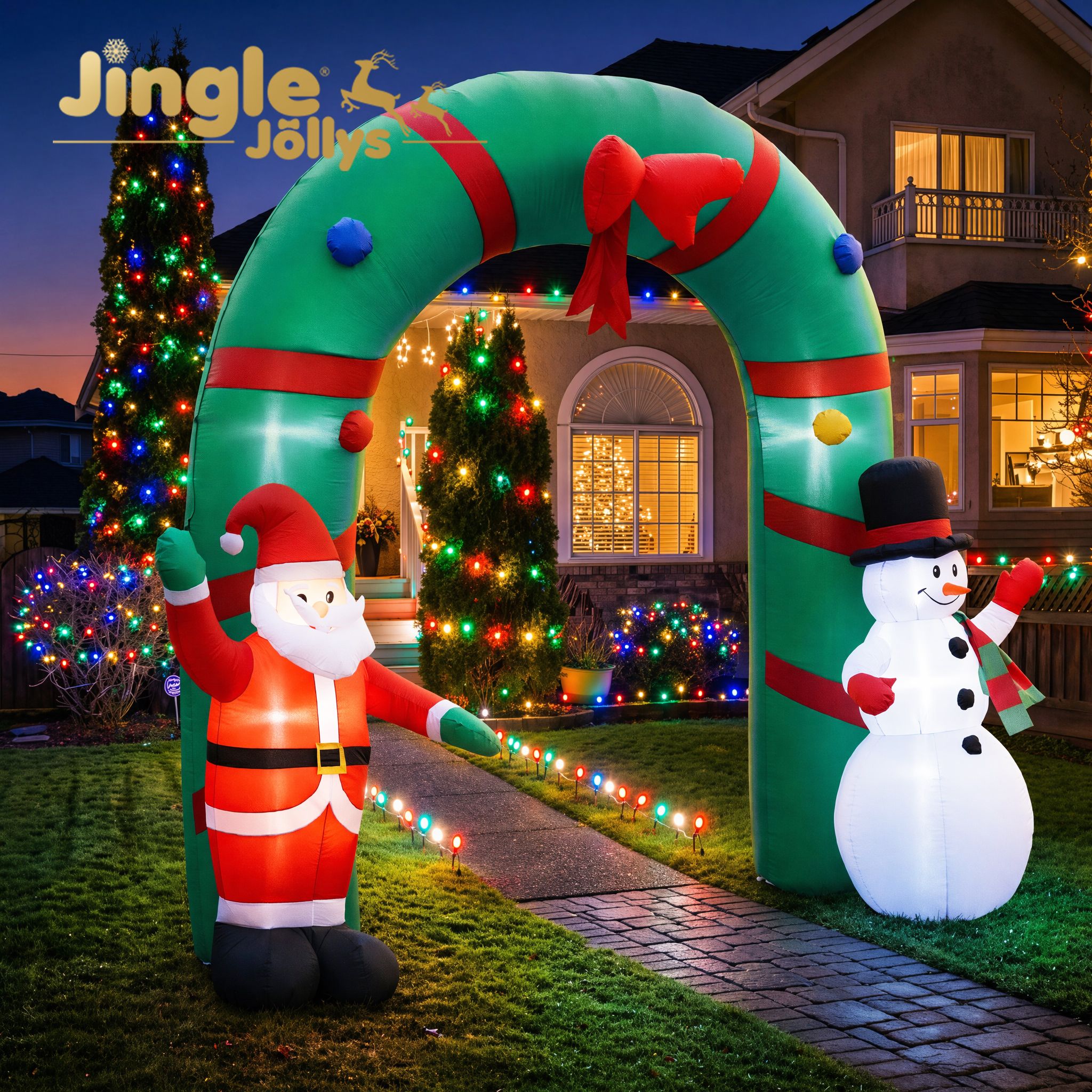 Jingle Jollys Christmas Inflatable Archwary 2.8M Illuminated Decorations Bedworld