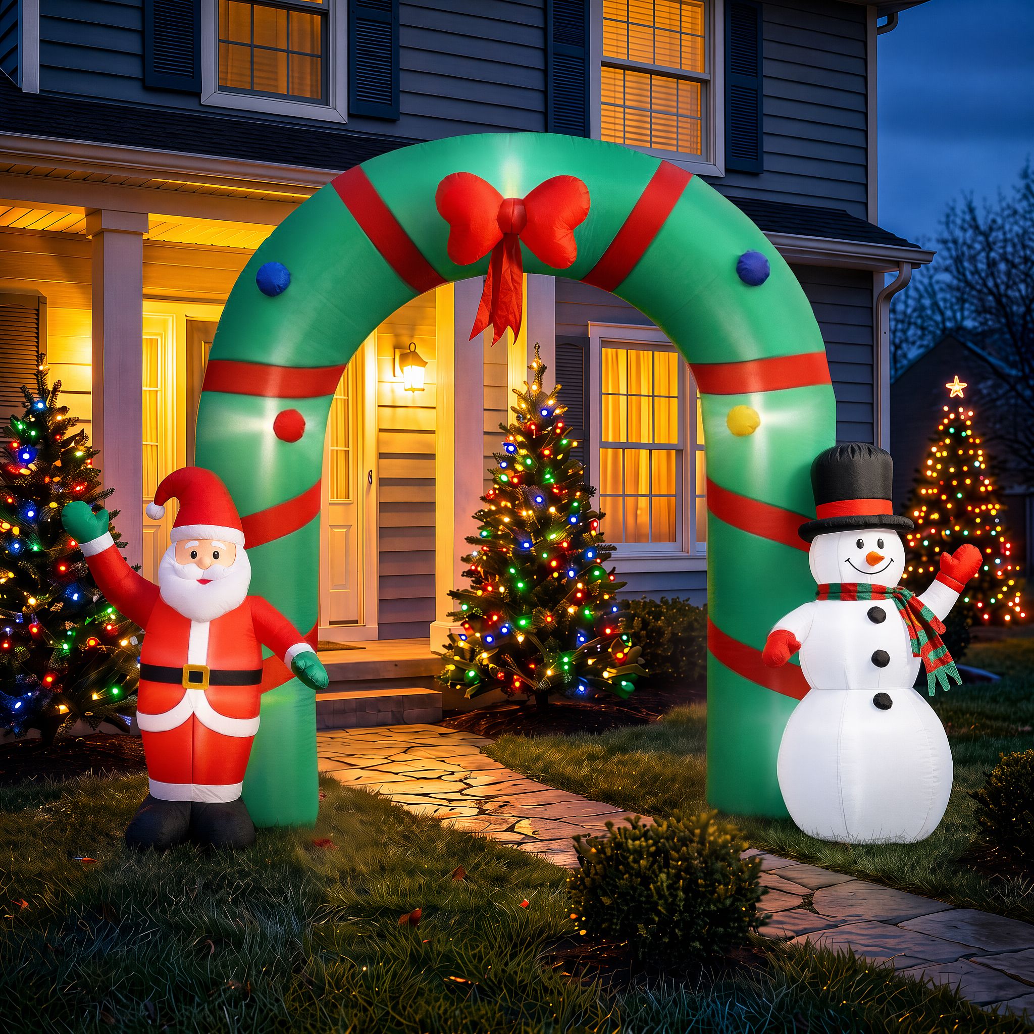 Jingle Jollys Christmas Inflatable Archwary 2.8M Illuminated Decorations Bedworld