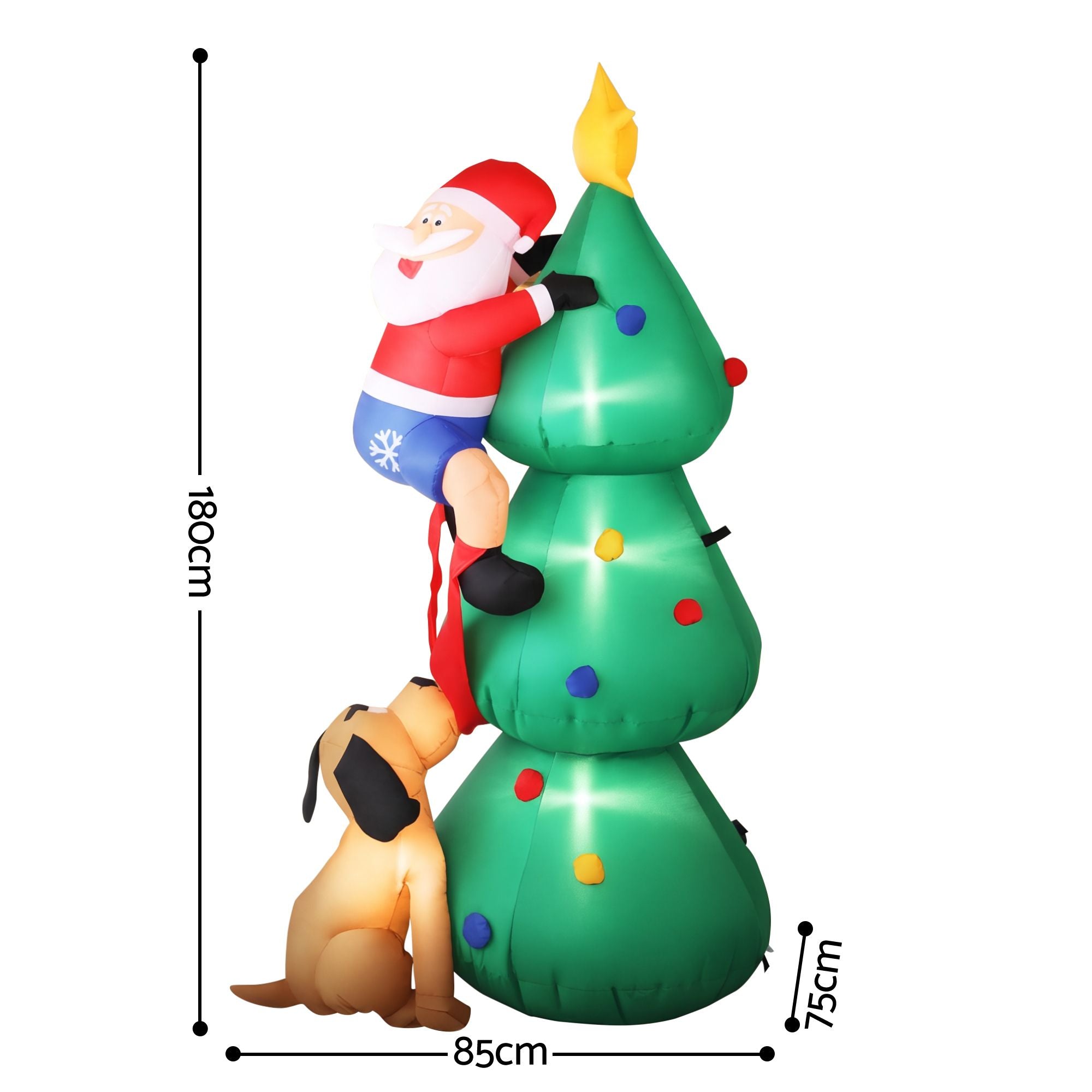 Jingle Jollys Christmas Inflatable Santa Tree 1.8M Illuminated Decorations Bedworld