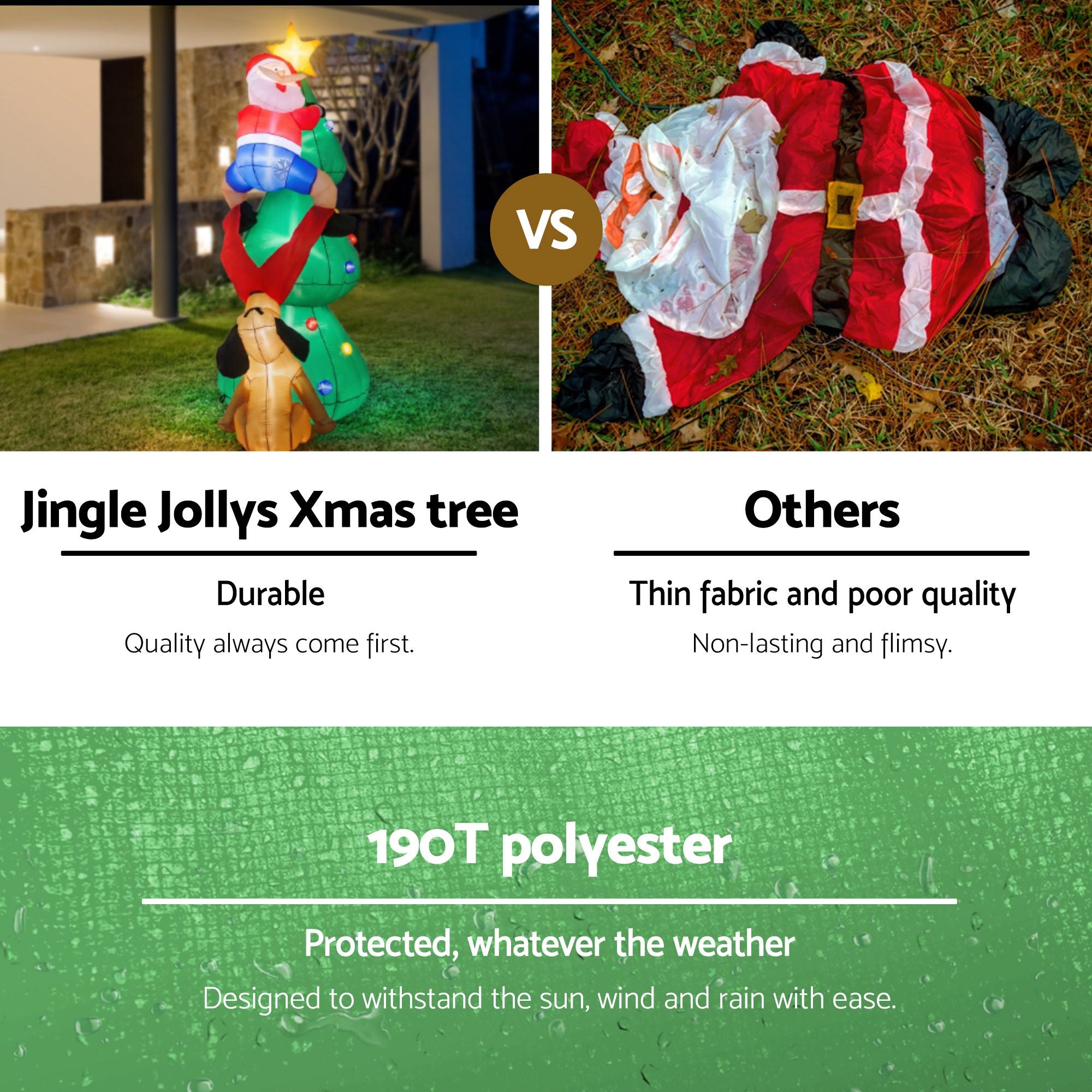 Jingle Jollys Christmas Inflatable Santa Tree 1.8M Illuminated Decorations Bedworld