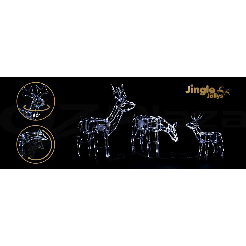 Three reindeer outline light decorations with bright white LEDs