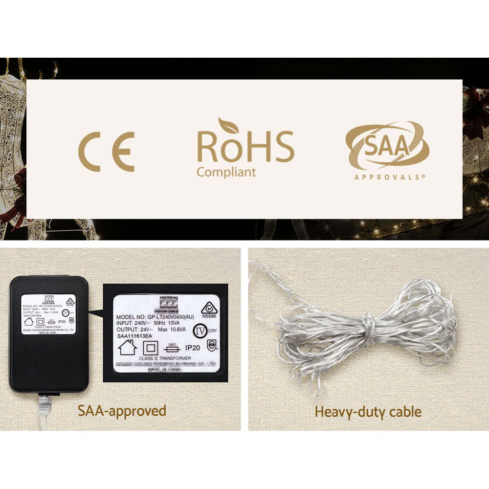 Power adapter and heavy-duty light cable for wireframe reindeer LED decorations