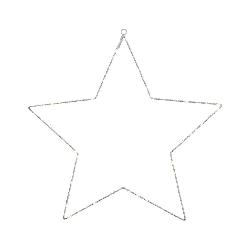 50cm LED star string lights with silver wire and warm white glow