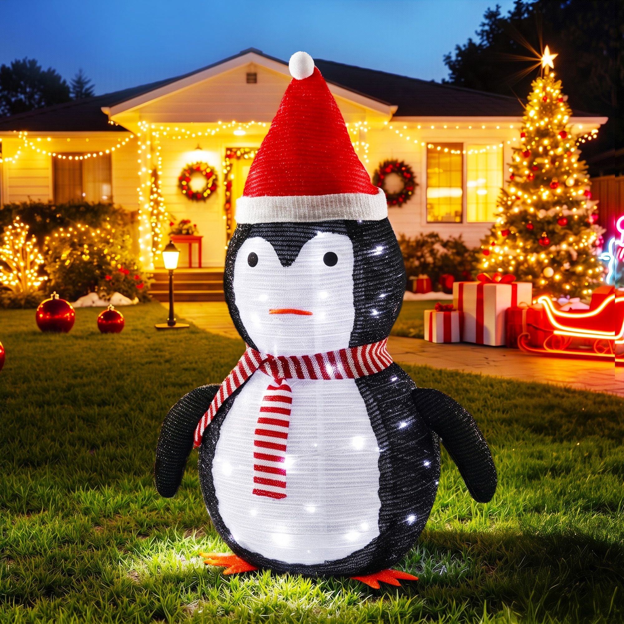 Jingle Jollys Christmas Penguin Light LED Christmas Decoration Pop Up Christmas Display 70cm Bedworld