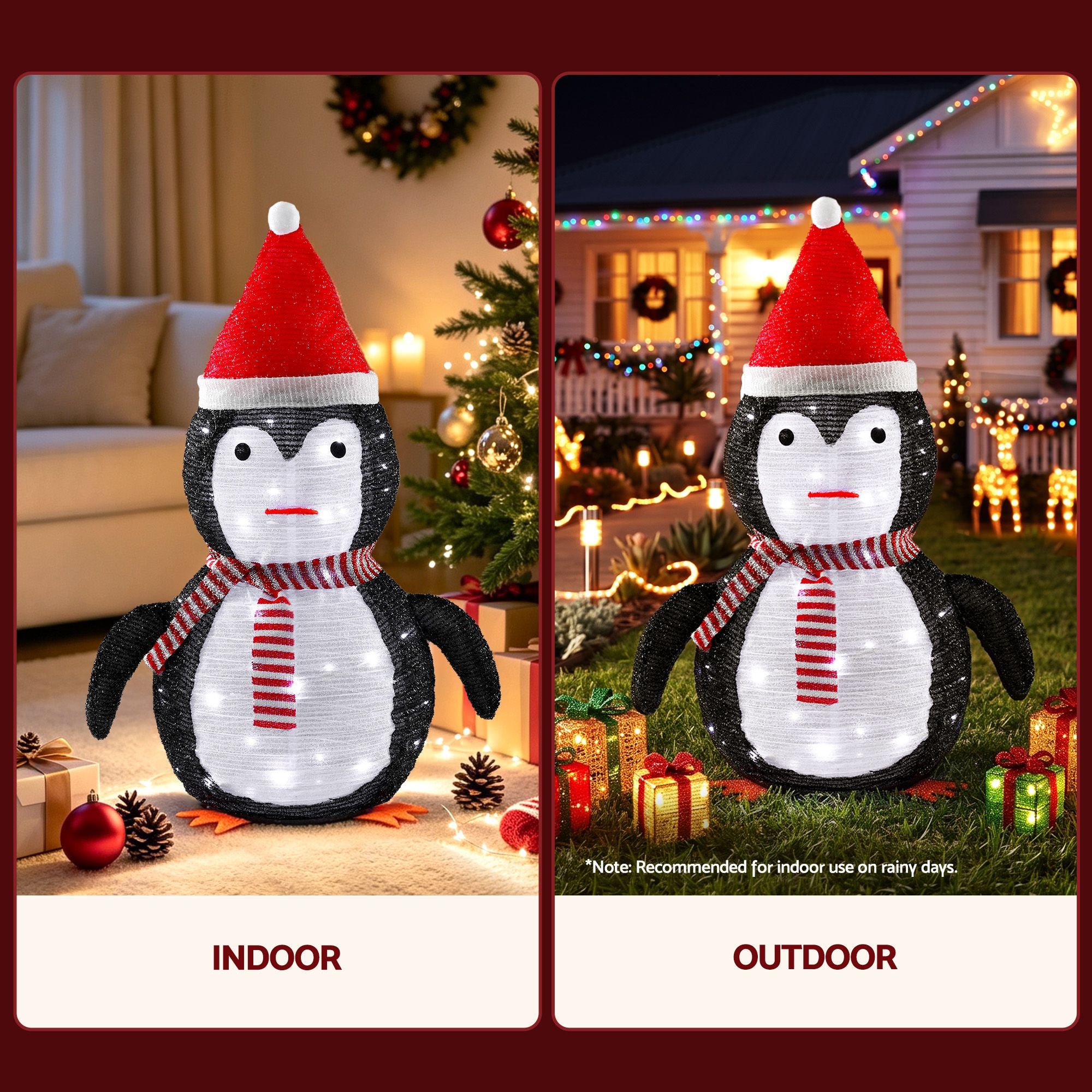 Jingle Jollys Christmas Penguin Light LED Christmas Decoration Pop Up Christmas Display 70cm Bedworld