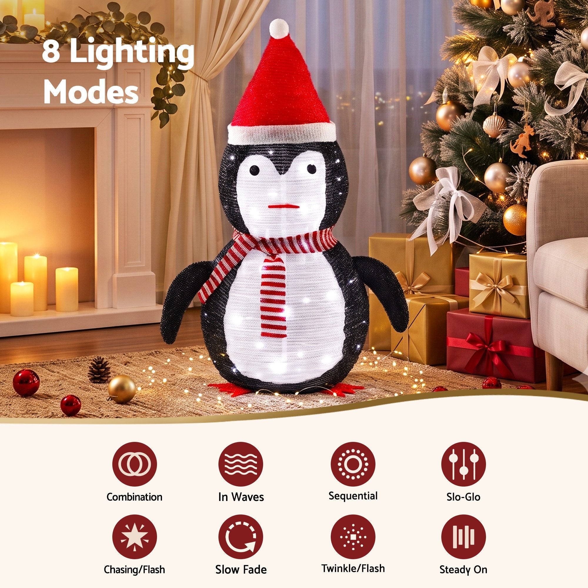 Jingle Jollys Christmas Penguin Light LED Christmas Decoration Pop Up Christmas Display 70cm Bedworld