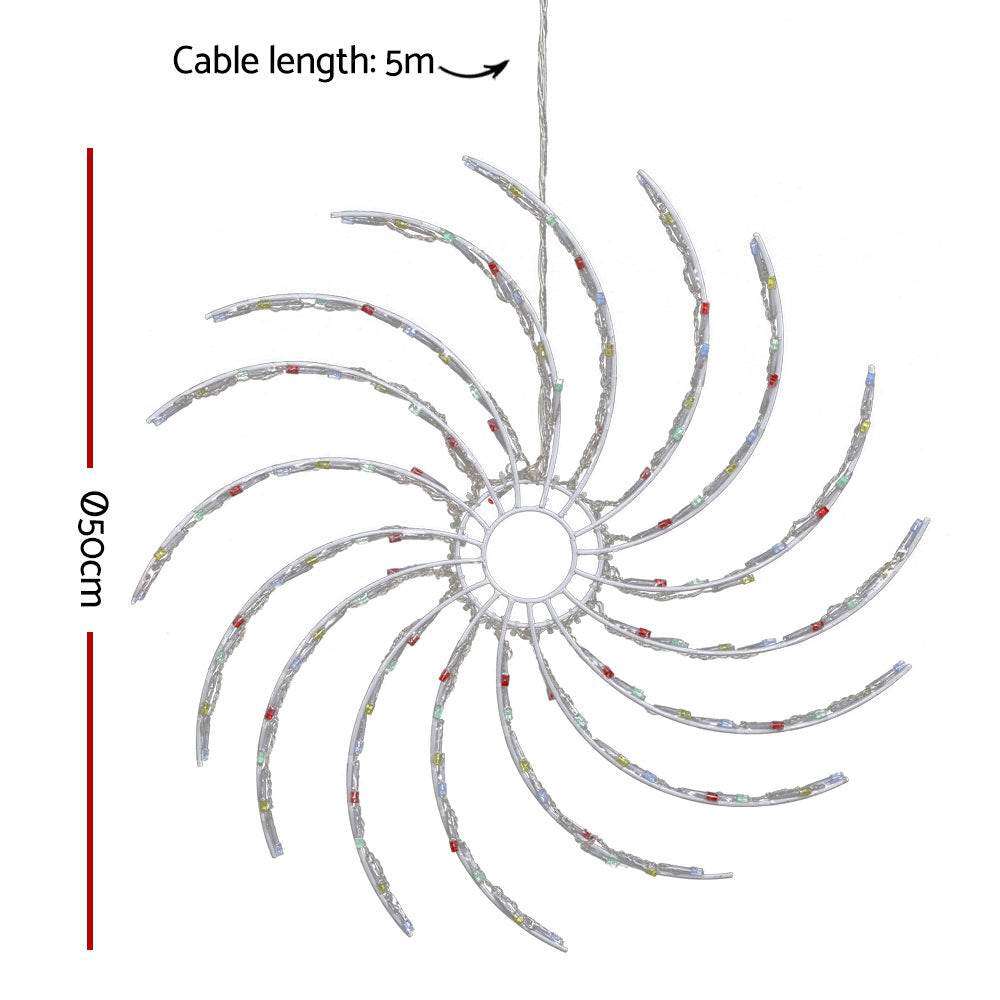 5M Christmas Lights 128 LED Spin Motif Light Decorations Jingle Jollys