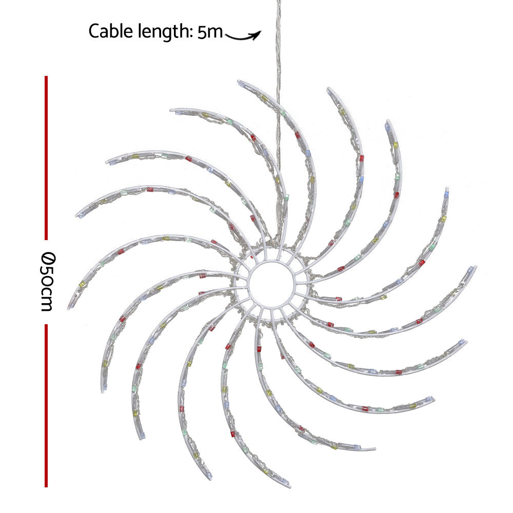 LED spiral rope light decoration with white cable and clear tube arcs, 5 m