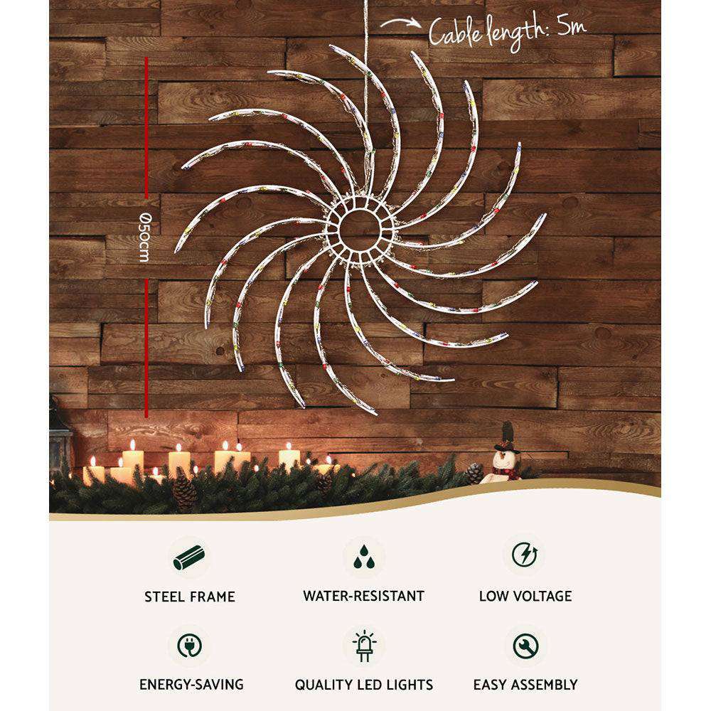 5M Christmas Lights 128 LED Spin Motif Light Decorations Jingle Jollys